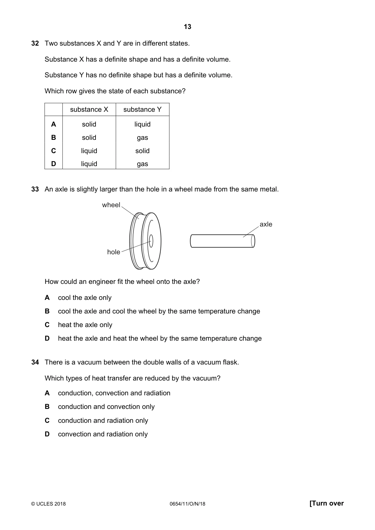 Cambridge IGCSE Sciences - Co-ordinated (Double) 0654 2018 Oct/Nov Paper 1 · Variant 1 question paper, page 13 of 16
