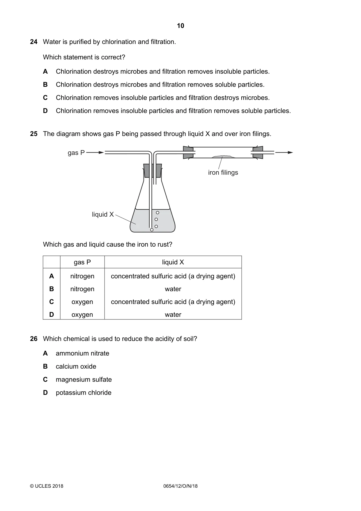 Cambridge IGCSE Sciences - Co-ordinated (Double) 0654 2018 Oct/Nov Paper 1 · Variant 2 question paper, page 10 of 20