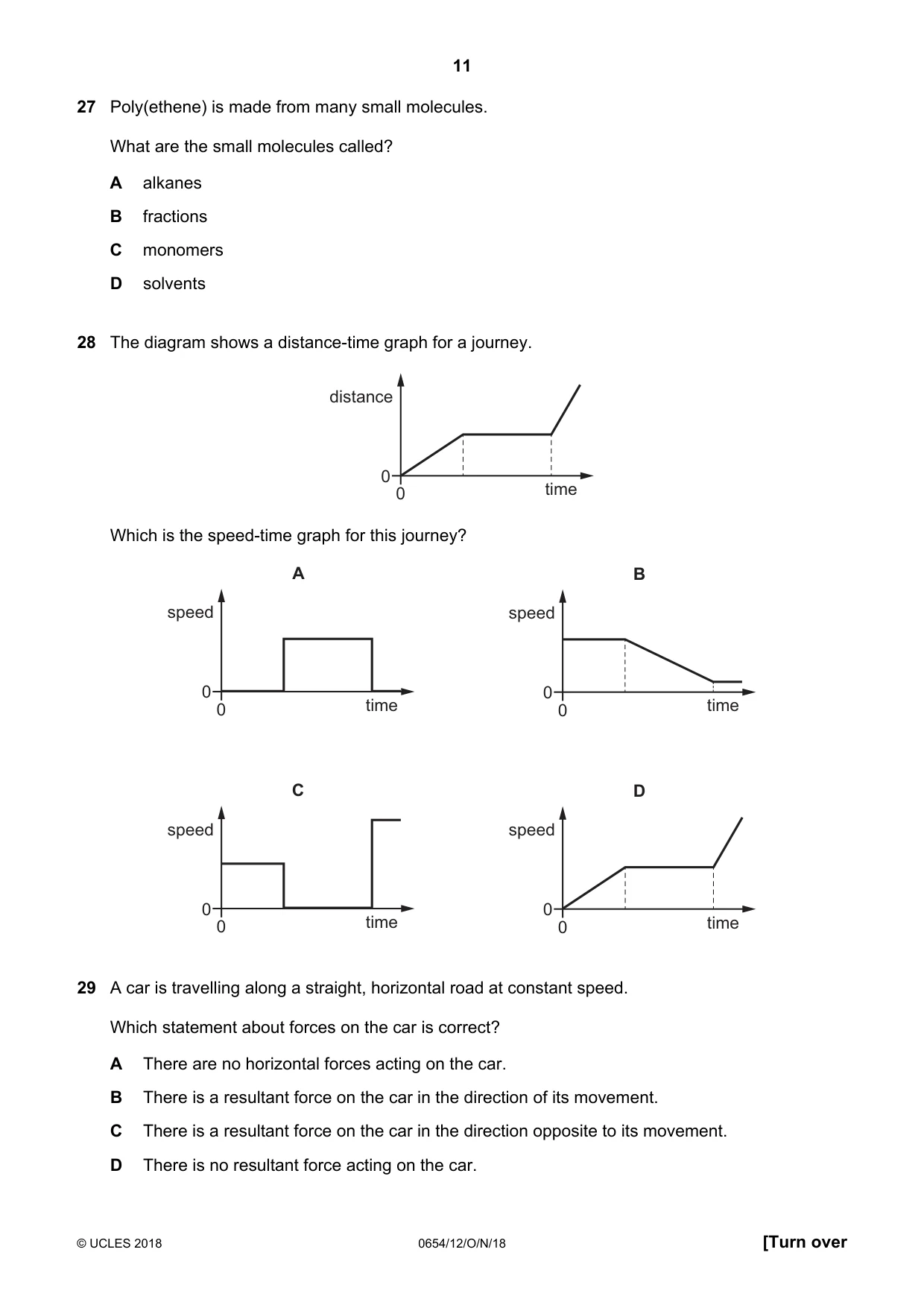 Cambridge IGCSE Sciences - Co-ordinated (Double) 0654 2018 Oct/Nov Paper 1 · Variant 2 question paper, page 11 of 20