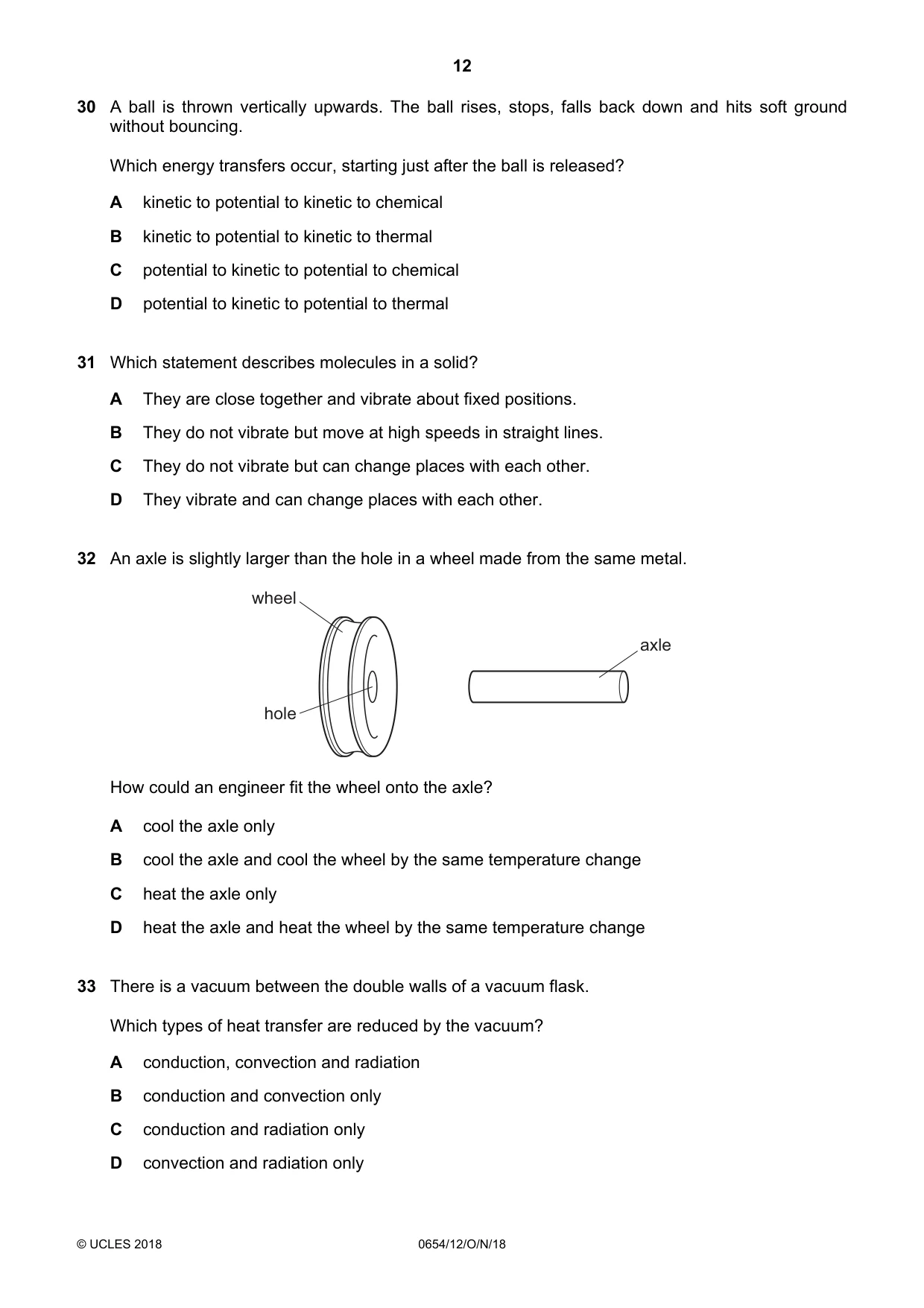 Cambridge IGCSE Sciences - Co-ordinated (Double) 0654 2018 Oct/Nov Paper 1 · Variant 2 question paper, page 12 of 20