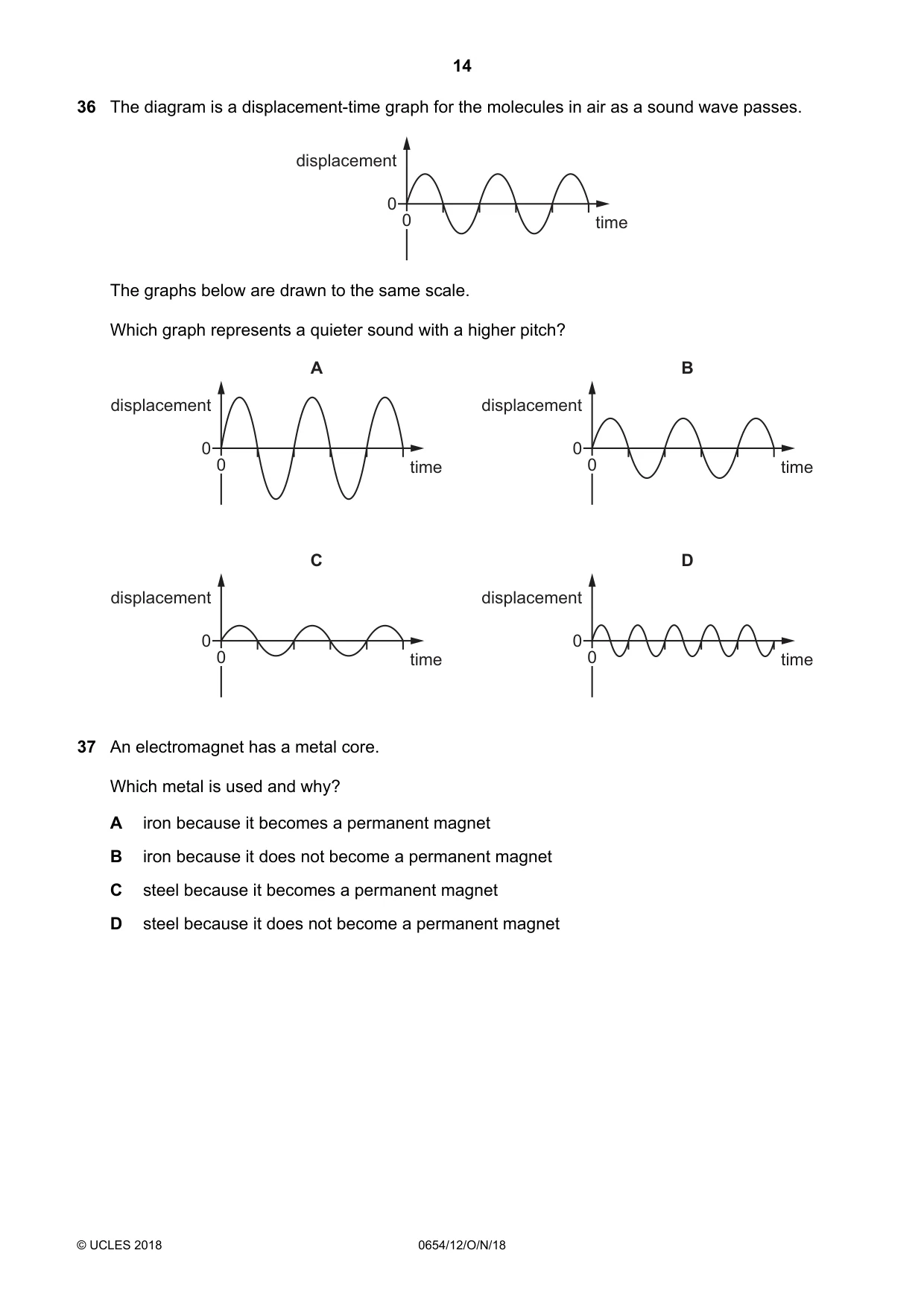 Cambridge IGCSE Sciences - Co-ordinated (Double) 0654 2018 Oct/Nov Paper 1 · Variant 2 question paper, page 14 of 20