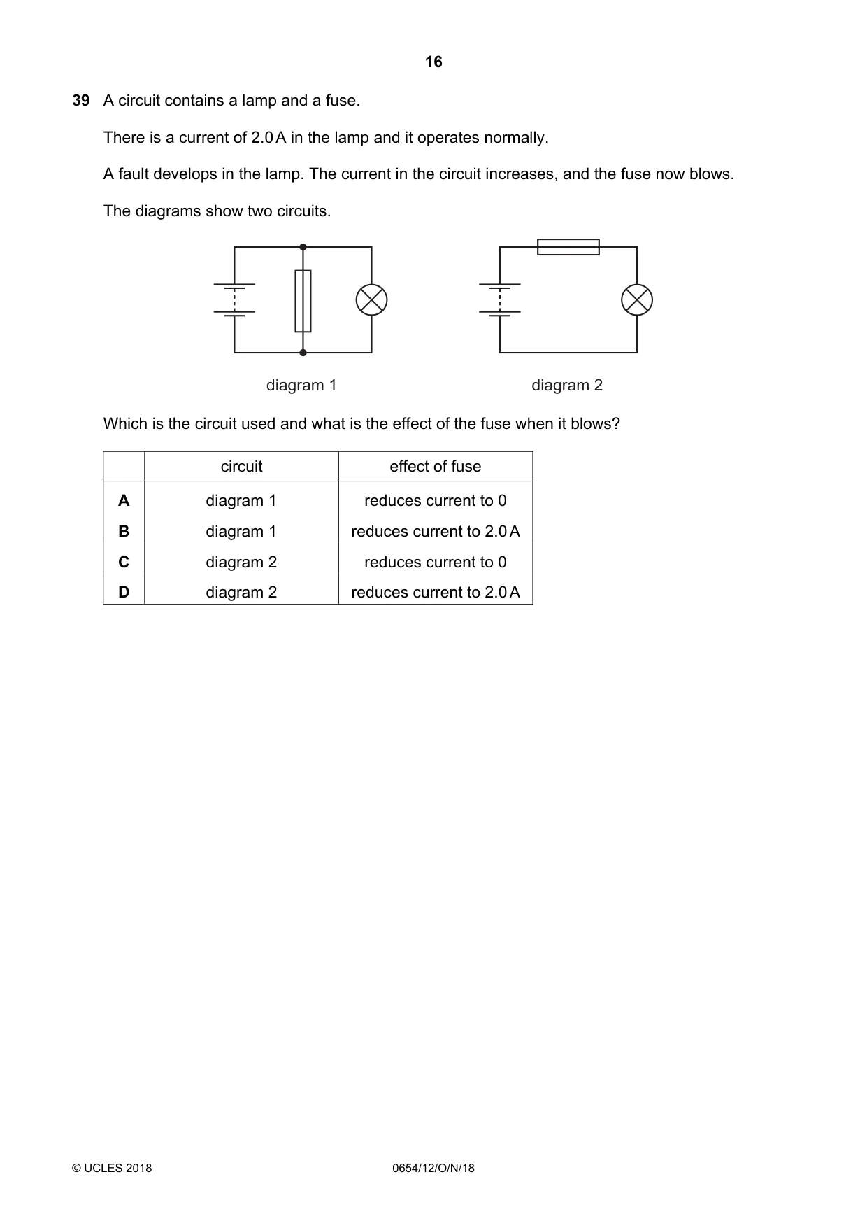 Cambridge IGCSE Sciences - Co-ordinated (Double) 0654 2018 Oct/Nov Paper 1 · Variant 2 question paper, page 16 of 20
