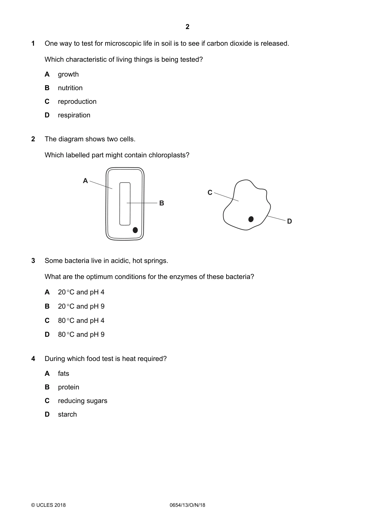 Cambridge IGCSE Sciences - Co-ordinated (Double) 0654 2018 Oct/Nov Paper 1 · Variant 3 question paper, page 2 of 16