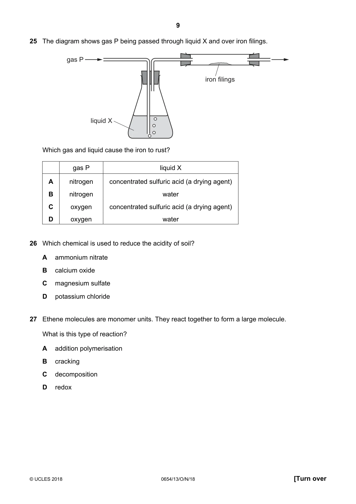 Cambridge IGCSE Sciences - Co-ordinated (Double) 0654 2018 Oct/Nov Paper 1 · Variant 3 question paper, page 9 of 16