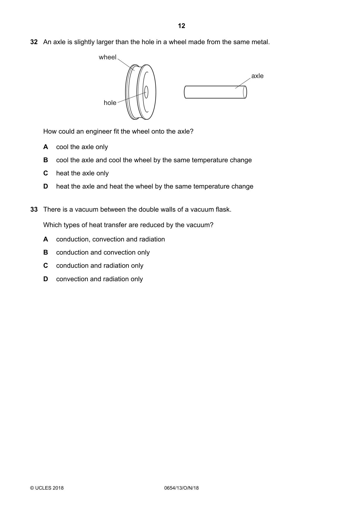 Cambridge IGCSE Sciences - Co-ordinated (Double) 0654 2018 Oct/Nov Paper 1 · Variant 3 question paper, page 12 of 16