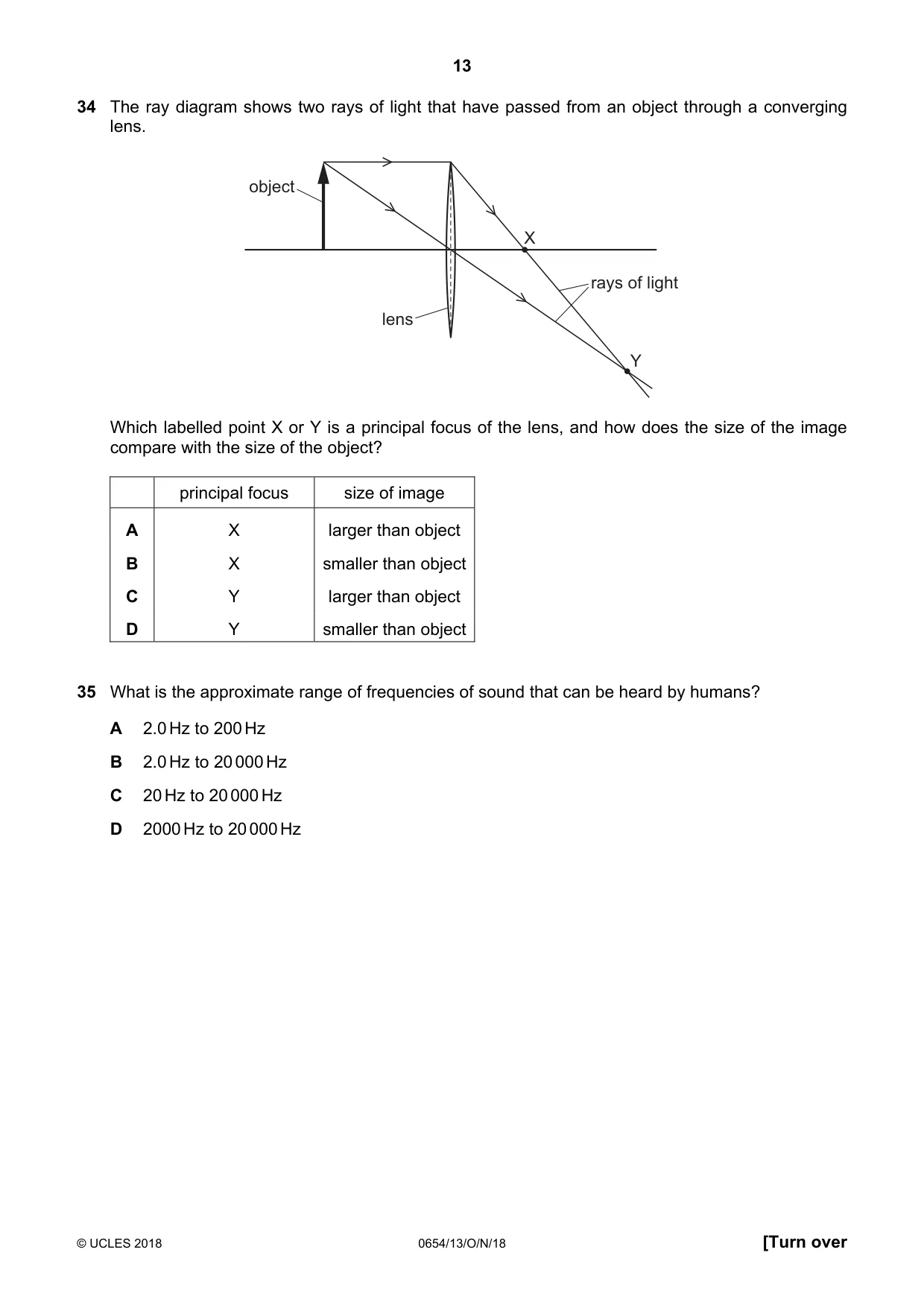 Cambridge IGCSE Sciences - Co-ordinated (Double) 0654 2018 Oct/Nov Paper 1 · Variant 3 question paper, page 13 of 16
