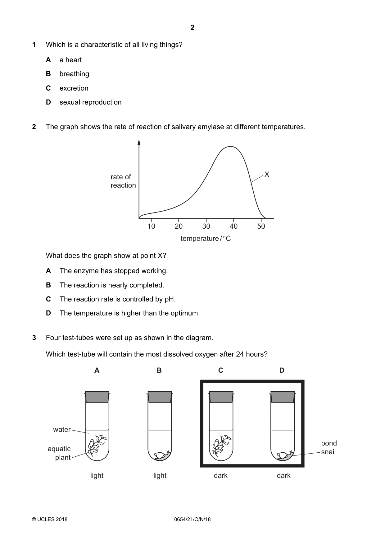 Cambridge IGCSE Sciences - Co-ordinated (Double) 0654 2018 Oct/Nov Paper 2 · Variant 1 question paper, page 2 of 16