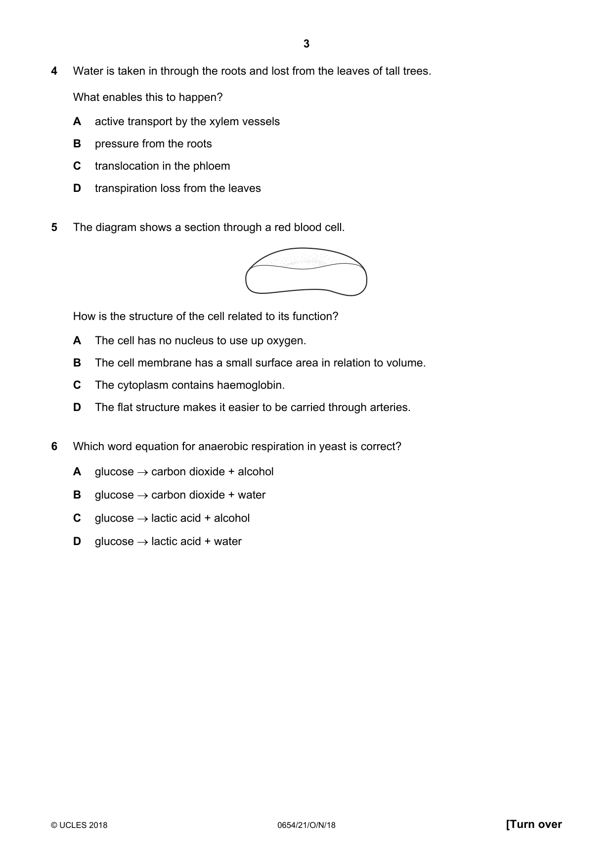 Cambridge IGCSE Sciences - Co-ordinated (Double) 0654 2018 Oct/Nov Paper 2 · Variant 1 question paper, page 3 of 16