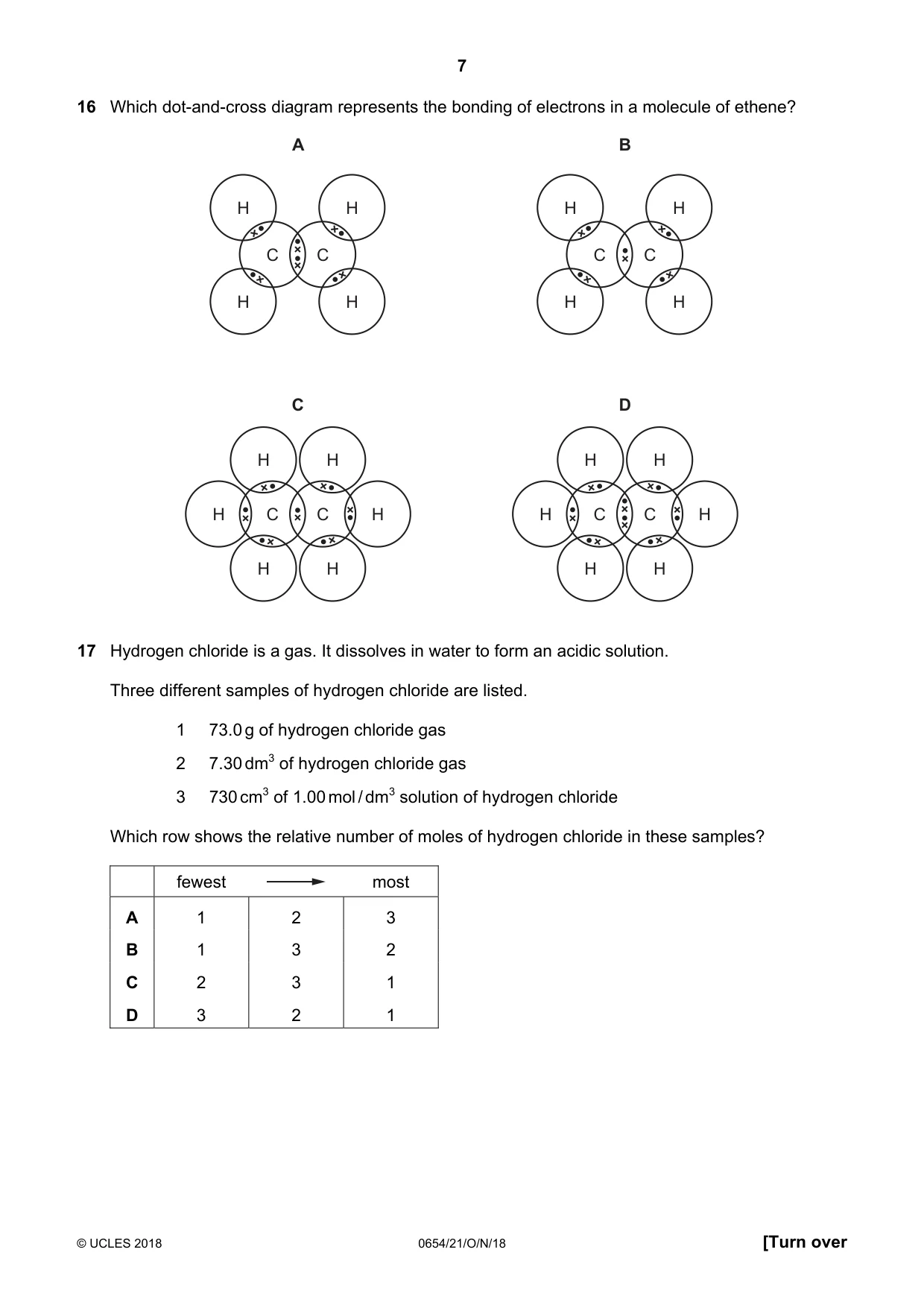 Cambridge IGCSE Sciences - Co-ordinated (Double) 0654 2018 Oct/Nov Paper 2 · Variant 1 question paper, page 7 of 16