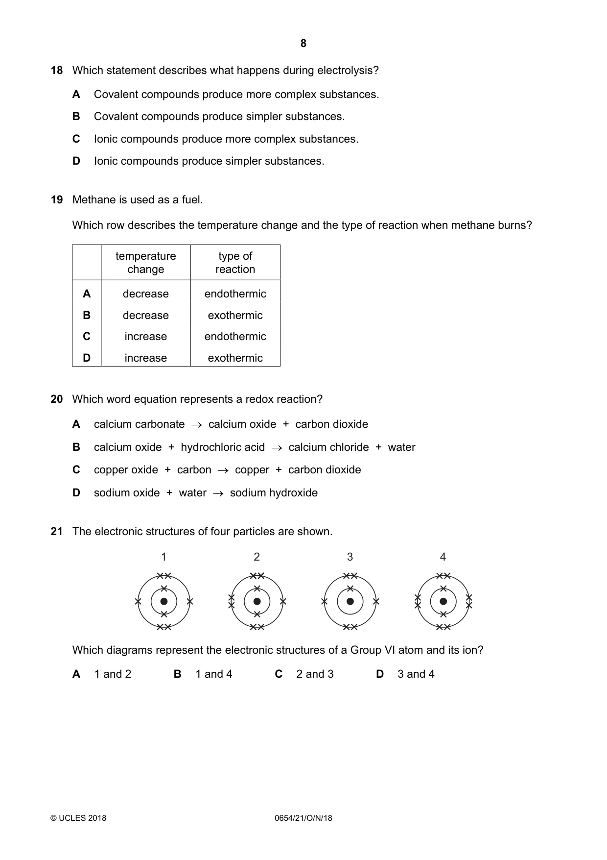 Cambridge IGCSE Sciences - Co-ordinated (Double) 0654 2018 Oct/Nov Paper 2 · Variant 1 question paper, page 8 of 16