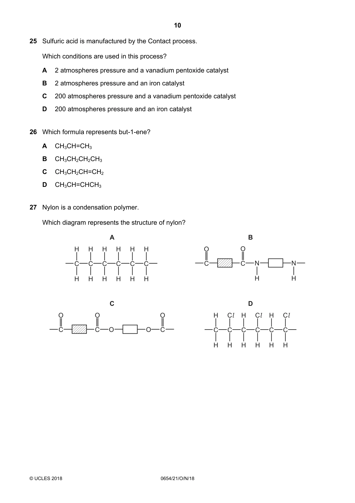 Cambridge IGCSE Sciences - Co-ordinated (Double) 0654 2018 Oct/Nov Paper 2 · Variant 1 question paper, page 10 of 16