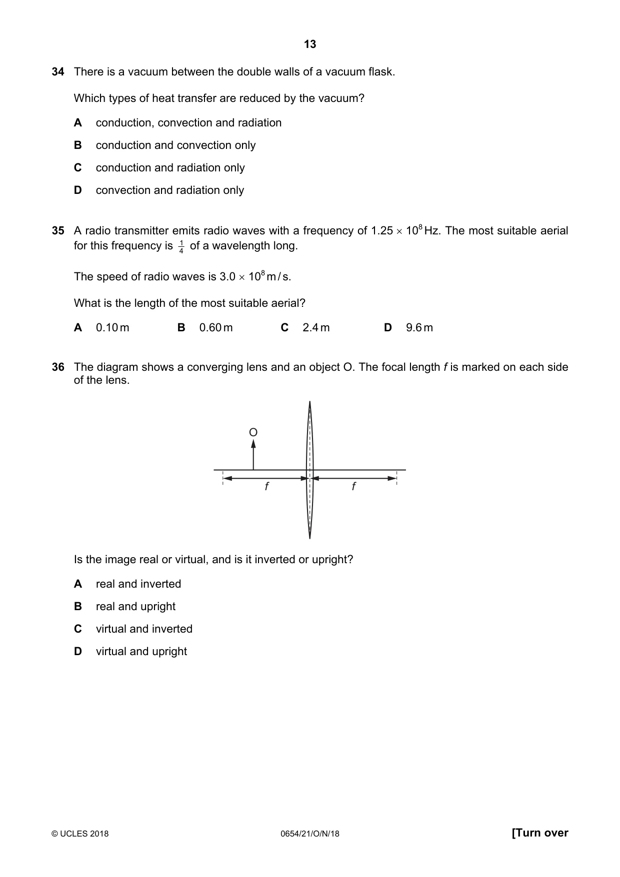 Cambridge IGCSE Sciences - Co-ordinated (Double) 0654 2018 Oct/Nov Paper 2 · Variant 1 question paper, page 13 of 16
