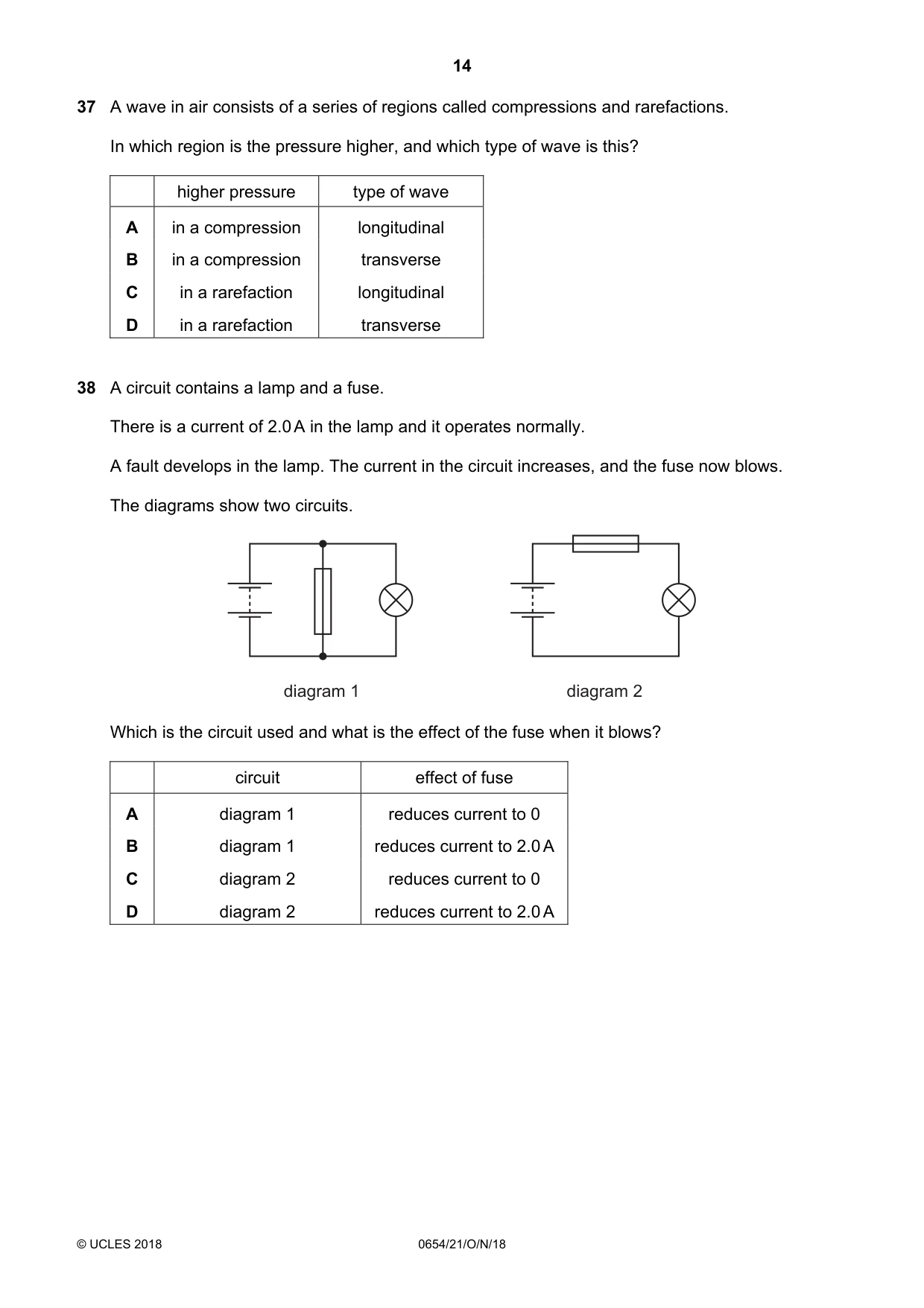 Cambridge IGCSE Sciences - Co-ordinated (Double) 0654 2018 Oct/Nov Paper 2 · Variant 1 question paper, page 14 of 16