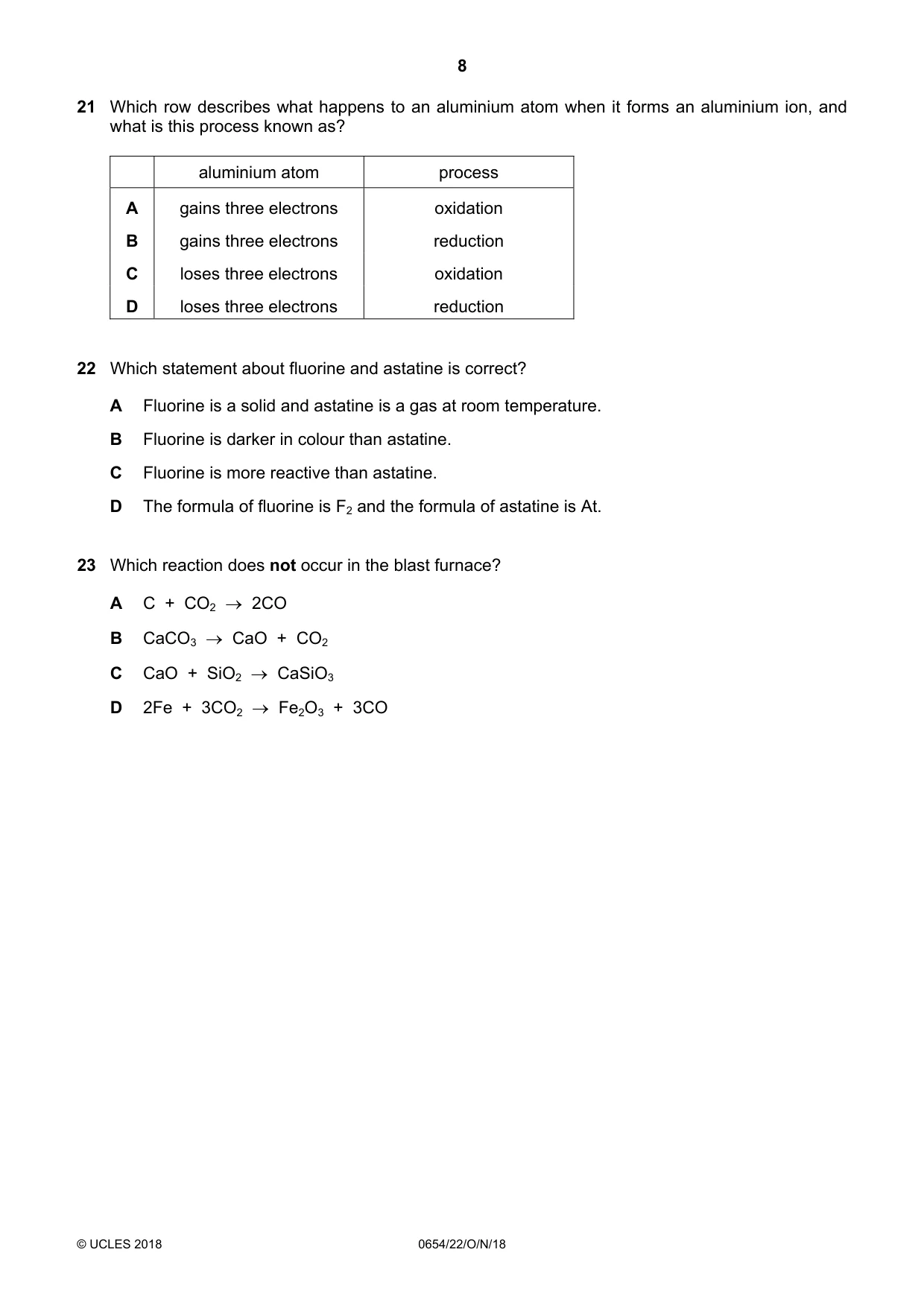Cambridge IGCSE Sciences - Co-ordinated (Double) 0654 2018 Oct/Nov Paper 2 · Variant 2 question paper, page 8 of 16