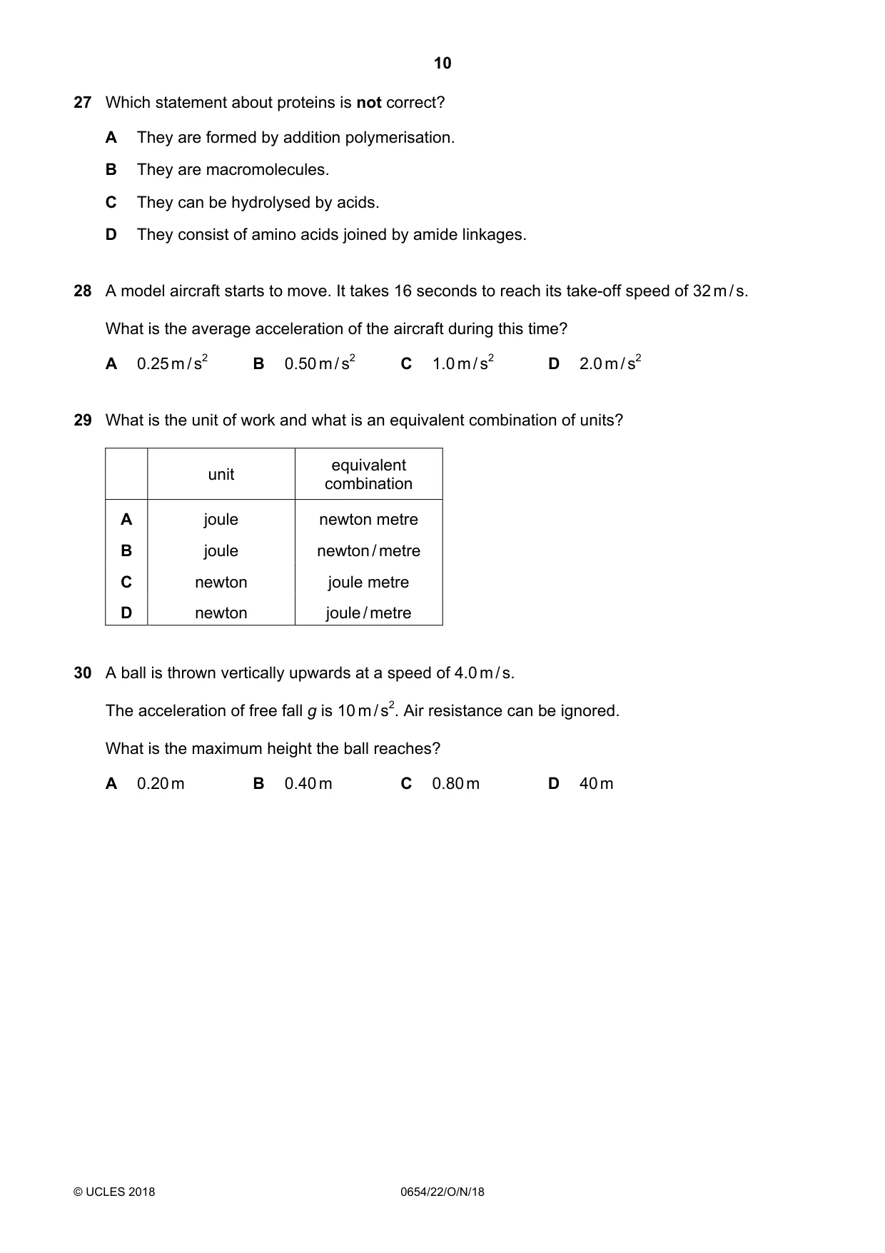 Cambridge IGCSE Sciences - Co-ordinated (Double) 0654 2018 Oct/Nov Paper 2 · Variant 2 question paper, page 10 of 16