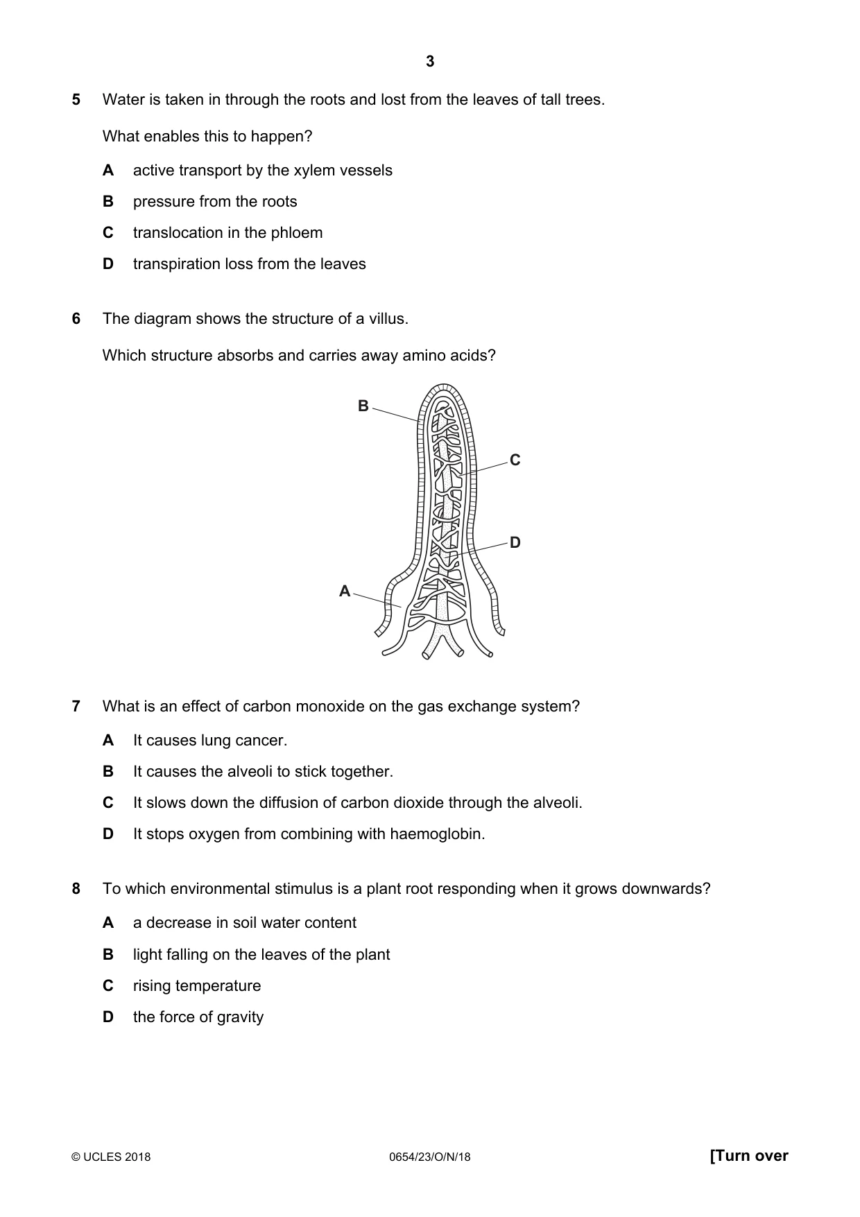 Cambridge IGCSE Sciences - Co-ordinated (Double) 0654 2018 Oct/Nov Paper 2 · Variant 3 question paper, page 3 of 16
