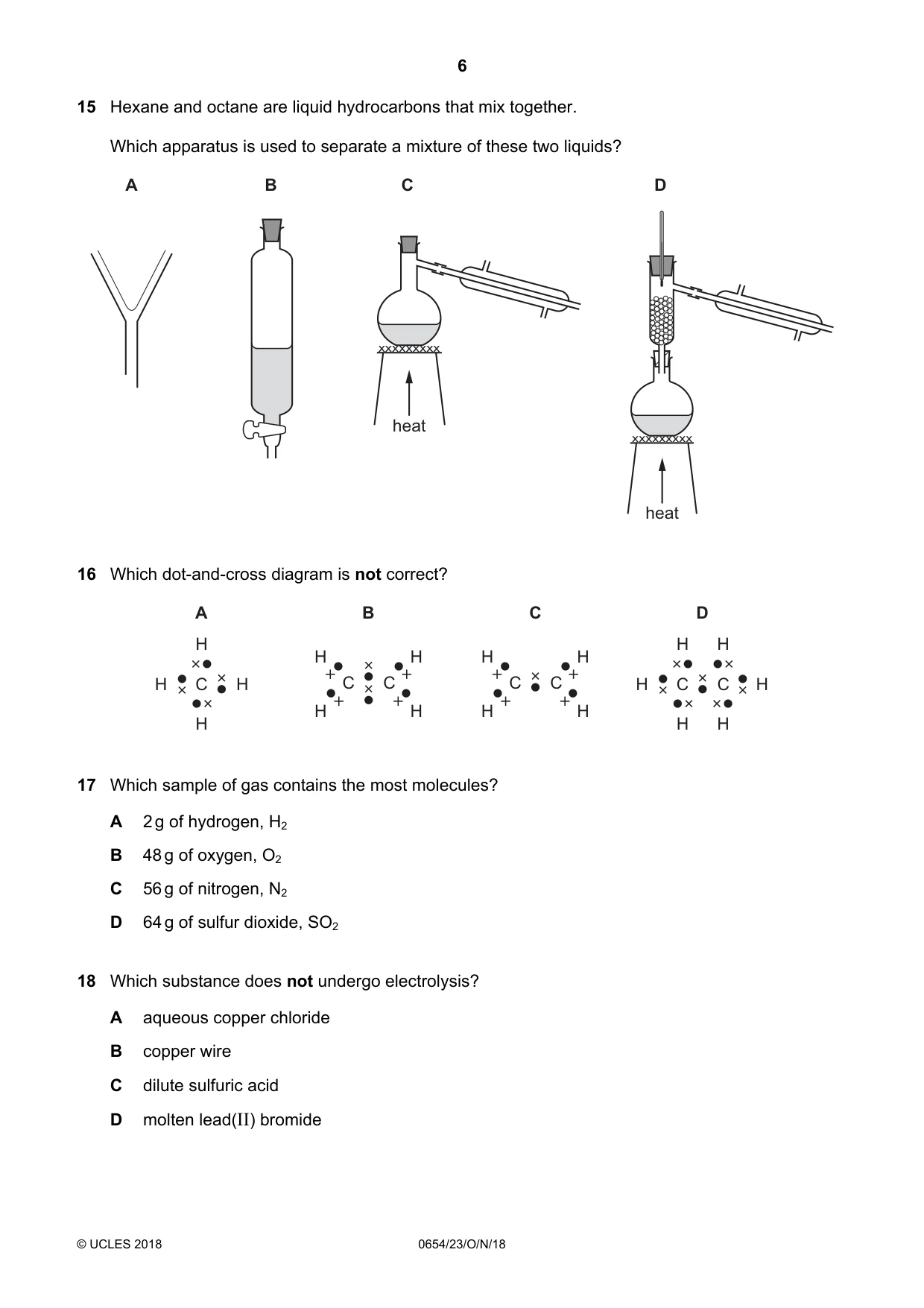 Cambridge IGCSE Sciences - Co-ordinated (Double) 0654 2018 Oct/Nov Paper 2 · Variant 3 question paper, page 6 of 16