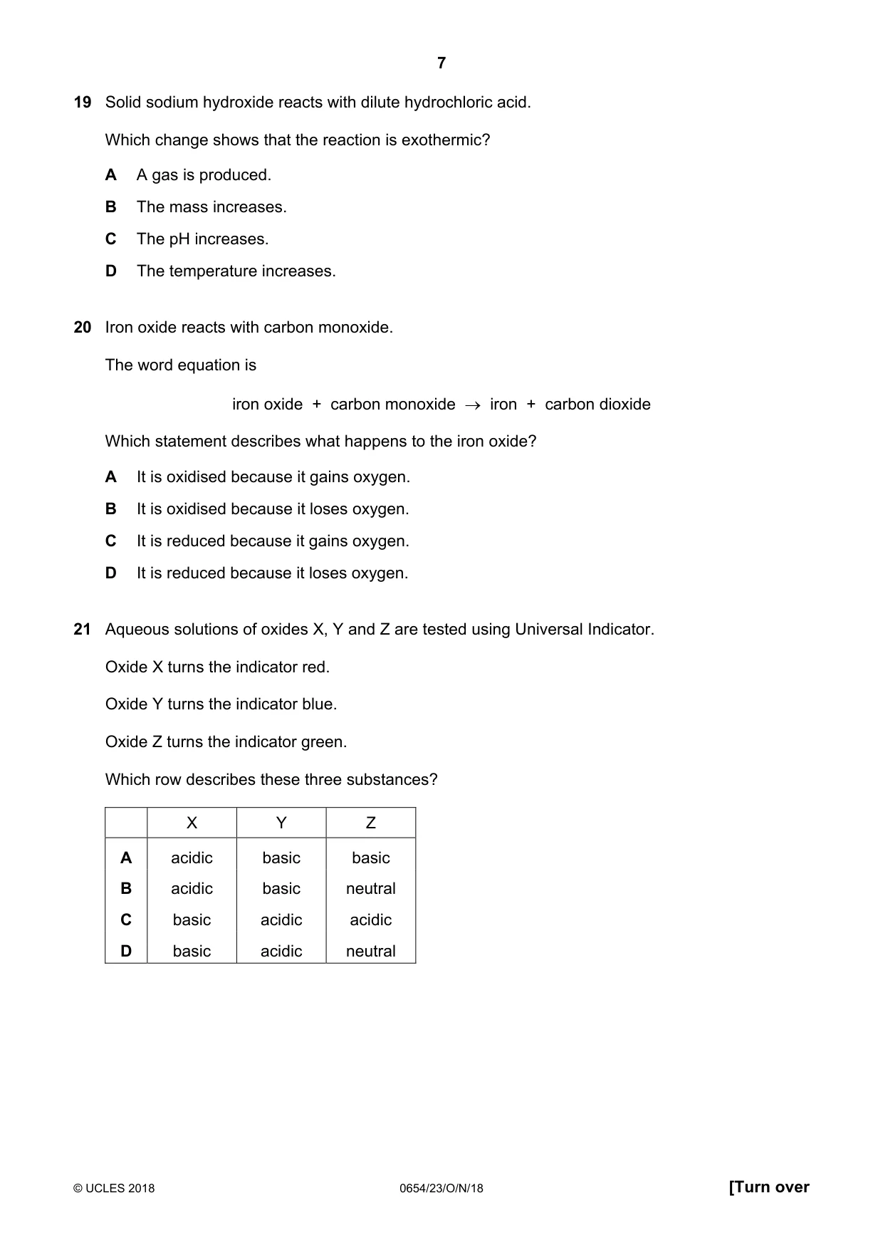 Cambridge IGCSE Sciences - Co-ordinated (Double) 0654 2018 Oct/Nov Paper 2 · Variant 3 question paper, page 7 of 16