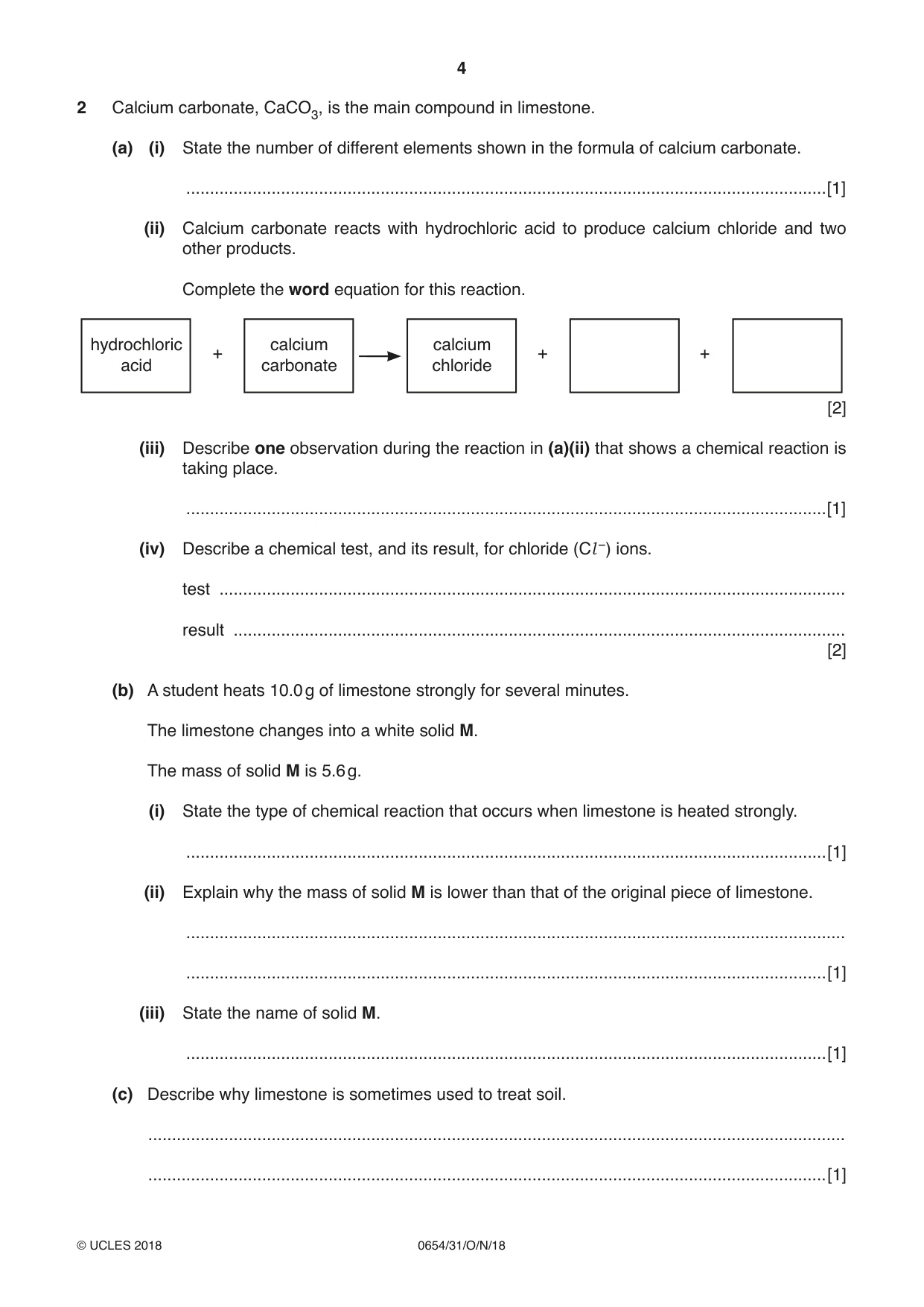Cambridge IGCSE Sciences - Co-ordinated (Double) 0654 2018 Oct/Nov Paper 3 · Variant 1 question paper, page 4 of 28