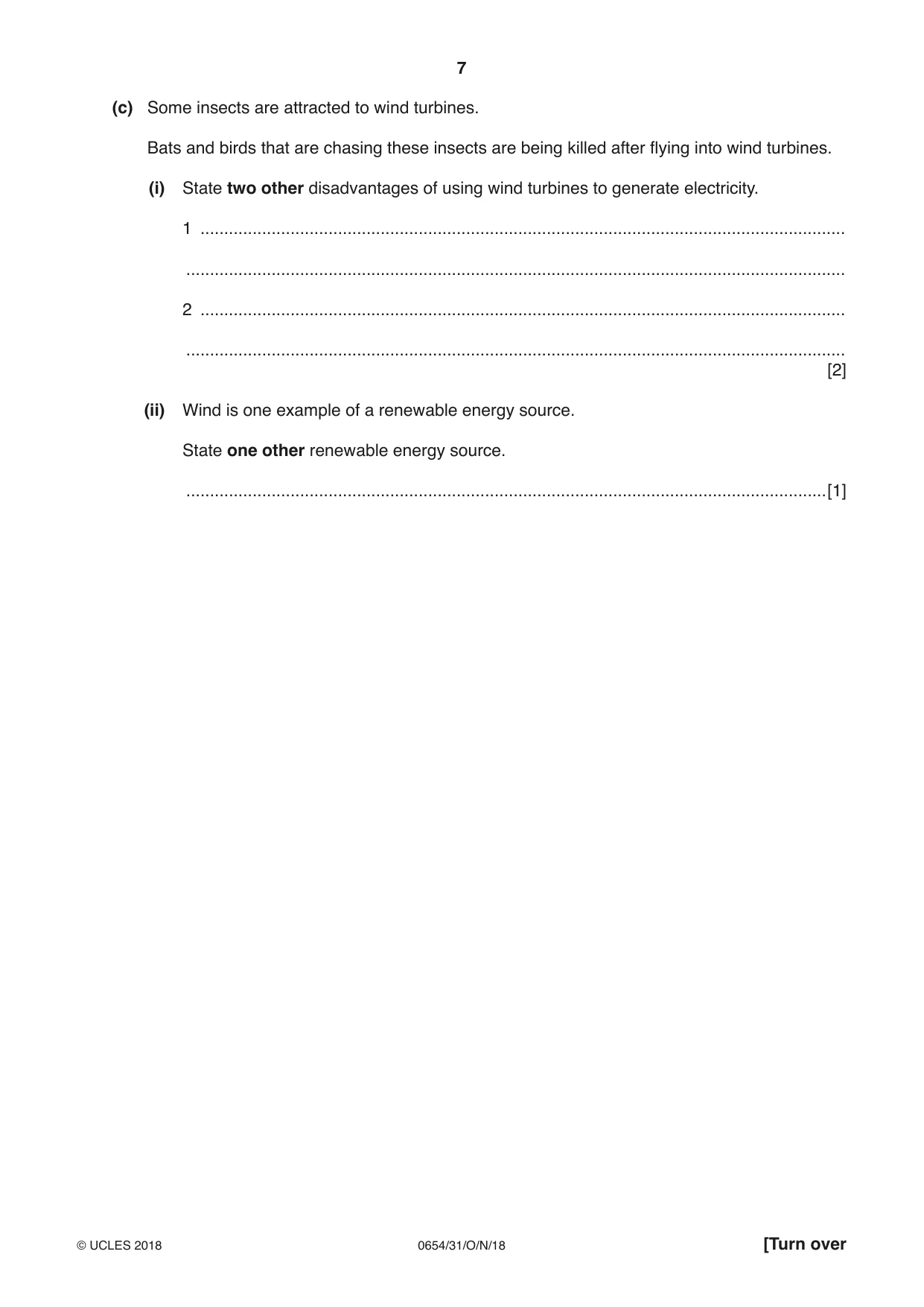 Cambridge IGCSE Sciences - Co-ordinated (Double) 0654 2018 Oct/Nov Paper 3 · Variant 1 question paper, page 7 of 28