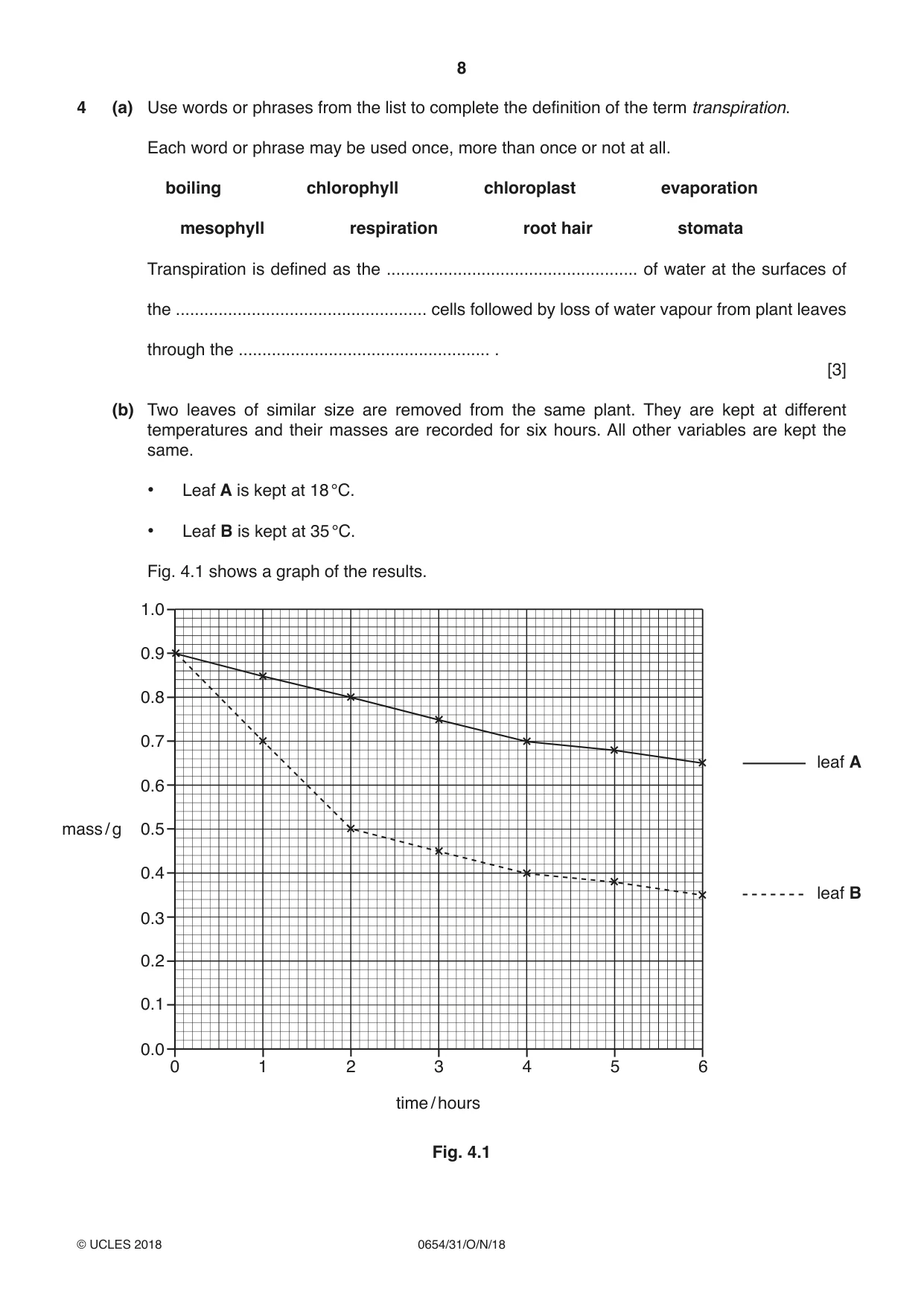 Cambridge IGCSE Sciences - Co-ordinated (Double) 0654 2018 Oct/Nov Paper 3 · Variant 1 question paper, page 8 of 28