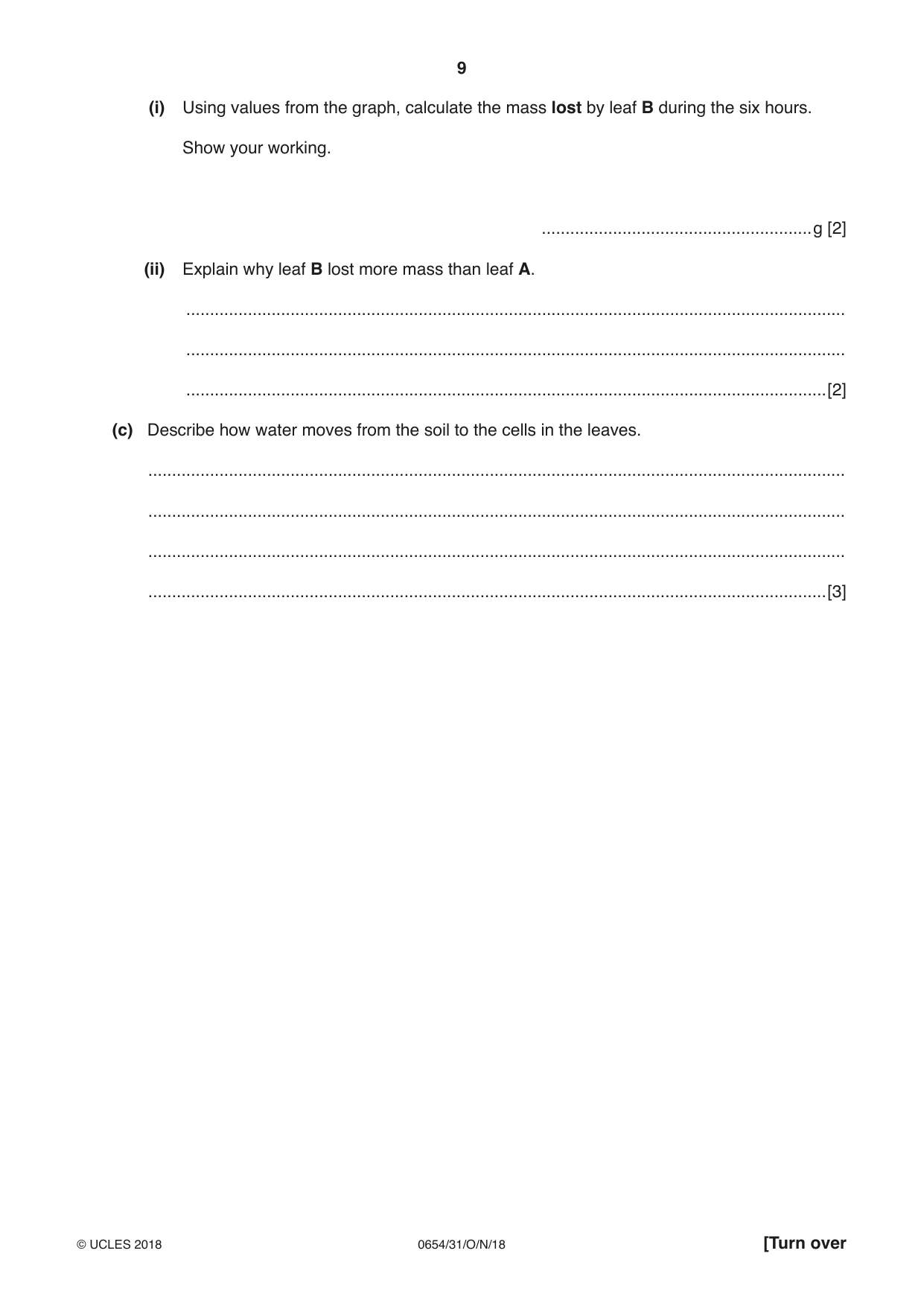 Cambridge IGCSE Sciences - Co-ordinated (Double) 0654 2018 Oct/Nov Paper 3 · Variant 1 question paper, page 9 of 28