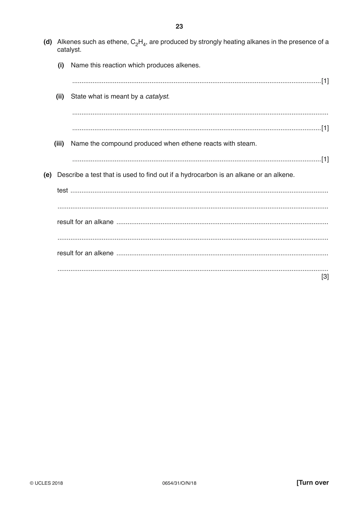 Cambridge IGCSE Sciences - Co-ordinated (Double) 0654 2018 Oct/Nov Paper 3 · Variant 1 question paper, page 23 of 28