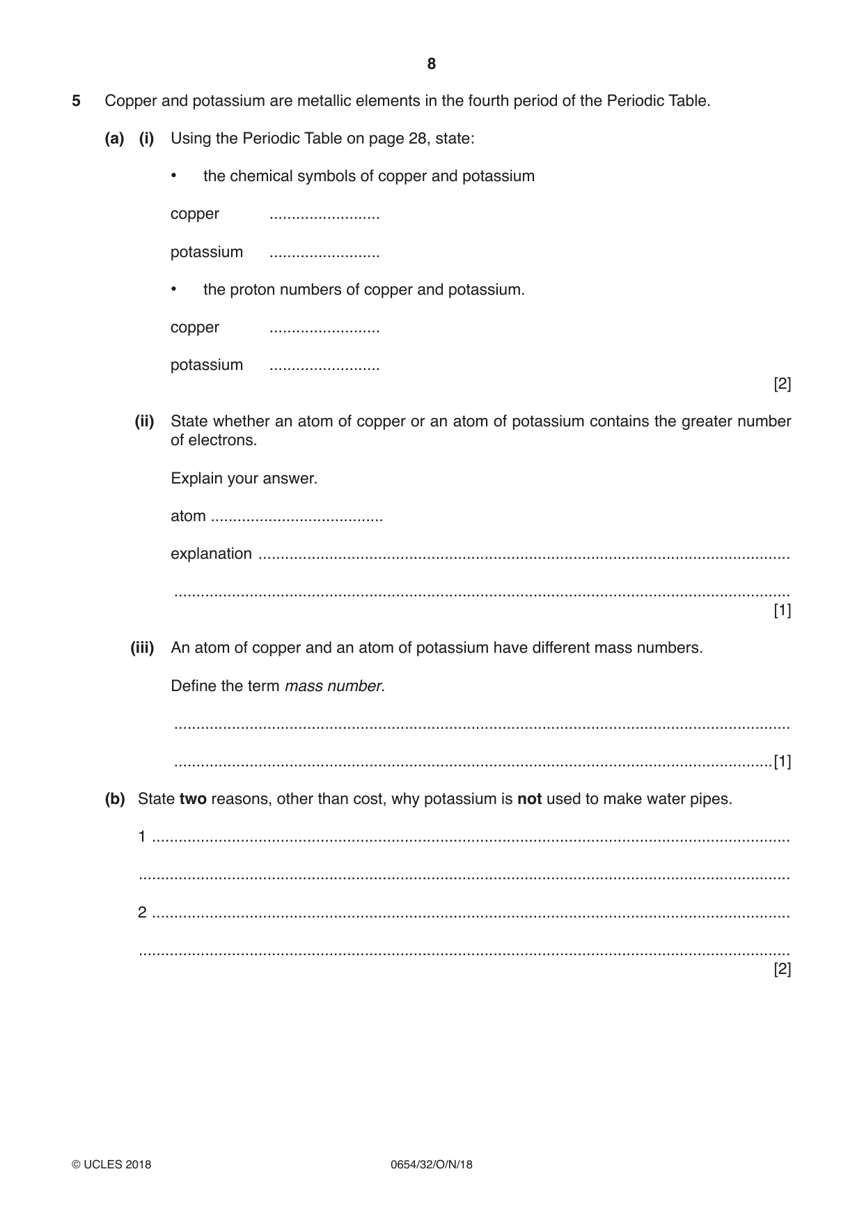 Cambridge IGCSE Sciences - Co-ordinated (Double) 0654 2018 Oct/Nov Paper 3 · Variant 2 question paper, page 8 of 28