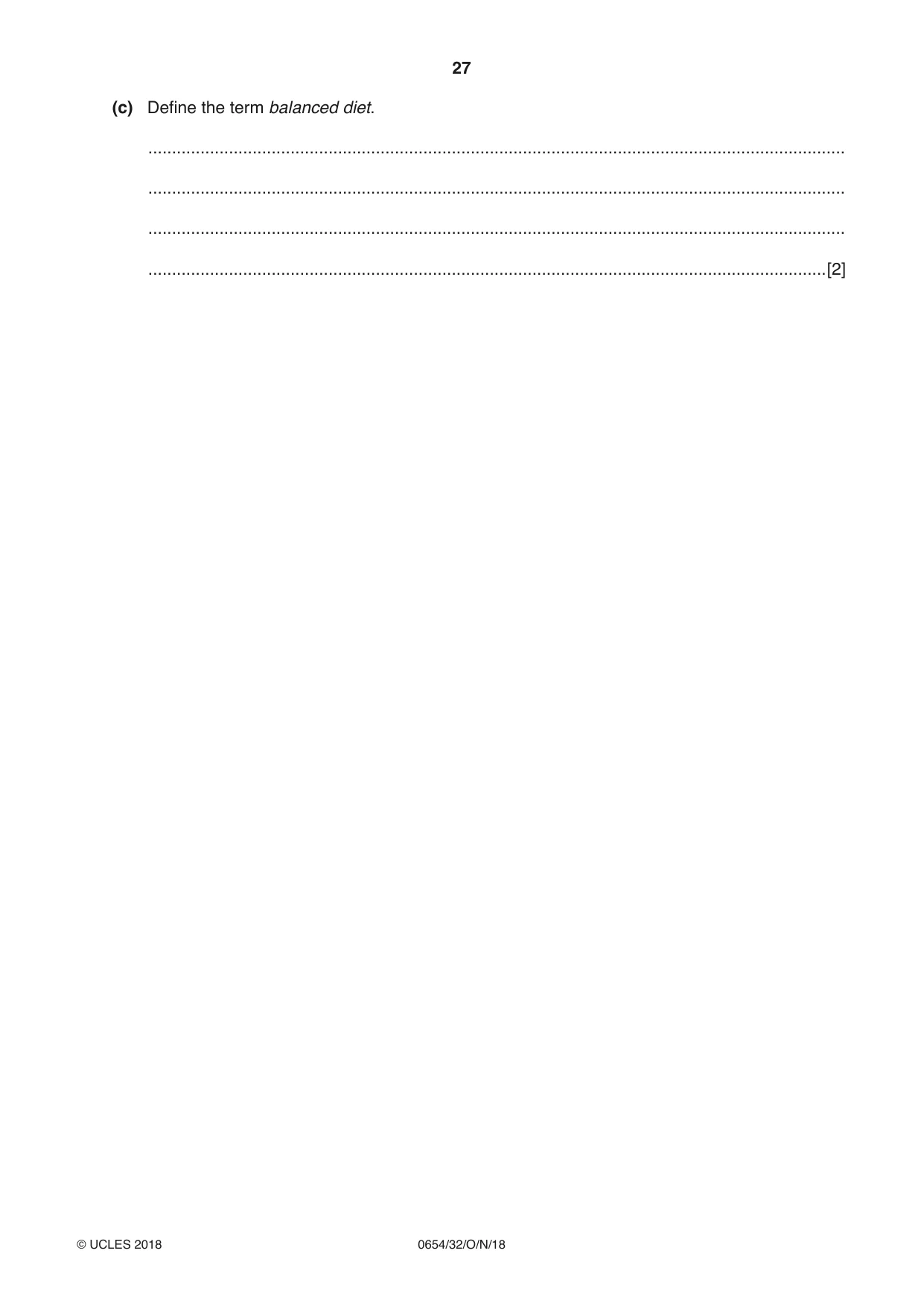 Cambridge IGCSE Sciences - Co-ordinated (Double) 0654 2018 Oct/Nov Paper 3 · Variant 2 question paper, page 27 of 28