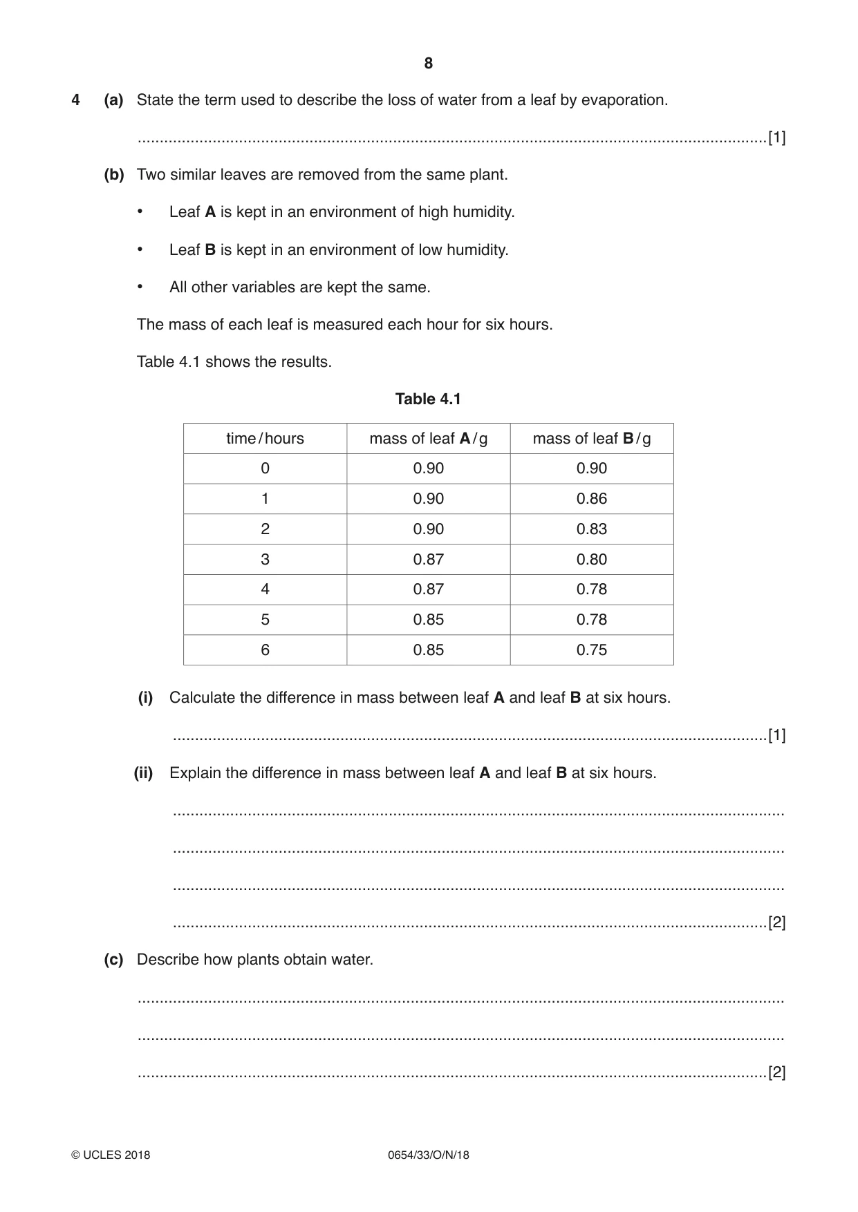 Cambridge IGCSE Sciences - Co-ordinated (Double) 0654 2018 Oct/Nov Paper 3 · Variant 3 question paper, page 8 of 28