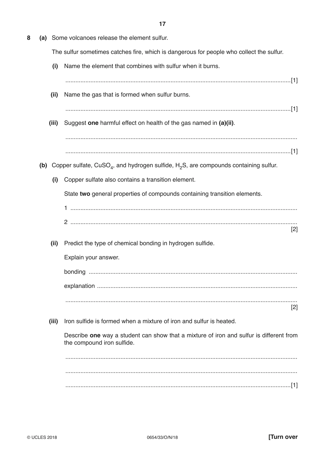 Cambridge IGCSE Sciences - Co-ordinated (Double) 0654 2018 Oct/Nov Paper 3 · Variant 3 question paper, page 17 of 28