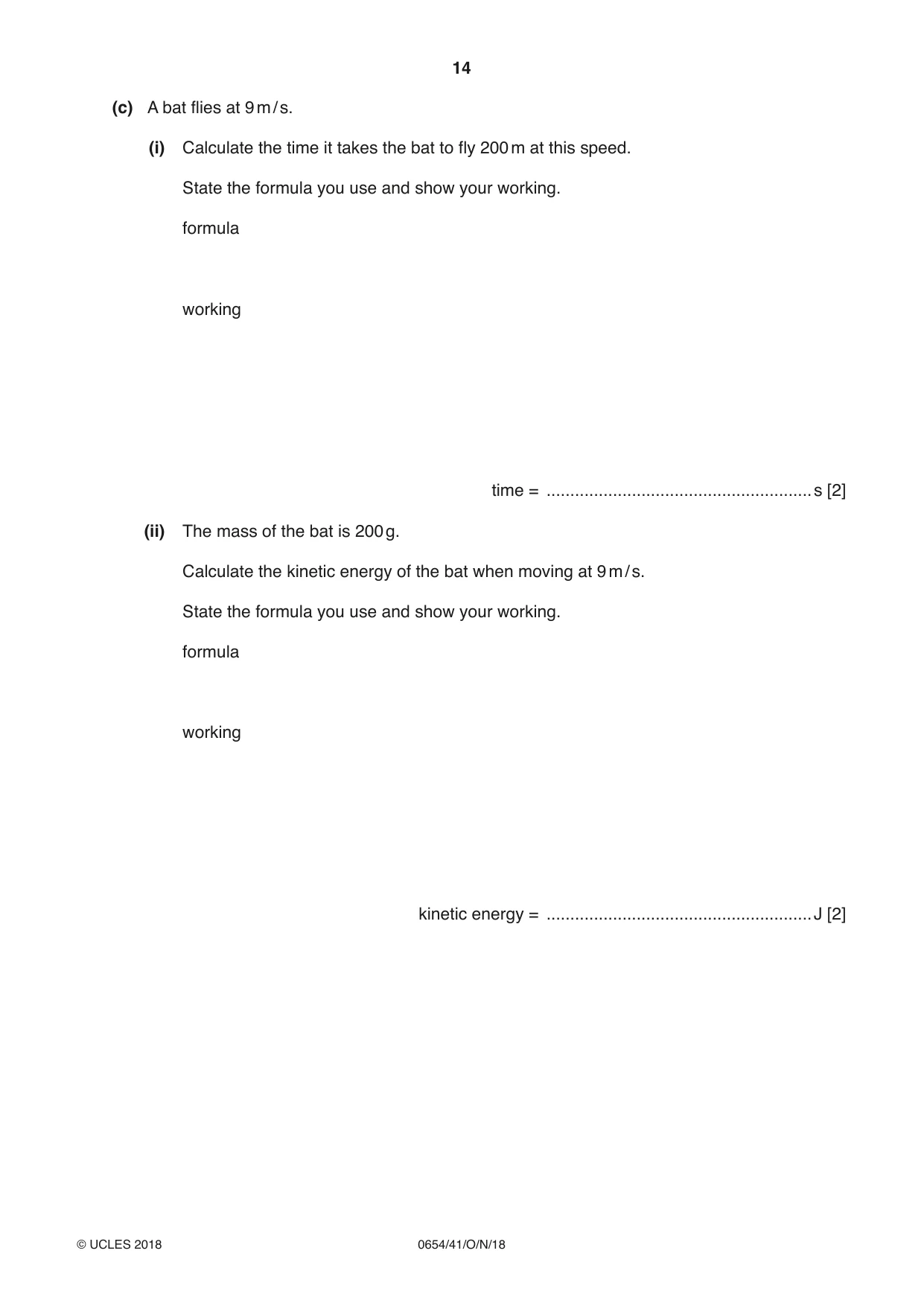 Cambridge IGCSE Sciences - Co-ordinated (Double) 0654 2018 Oct/Nov Paper 4 · Variant 1 question paper, page 14 of 28