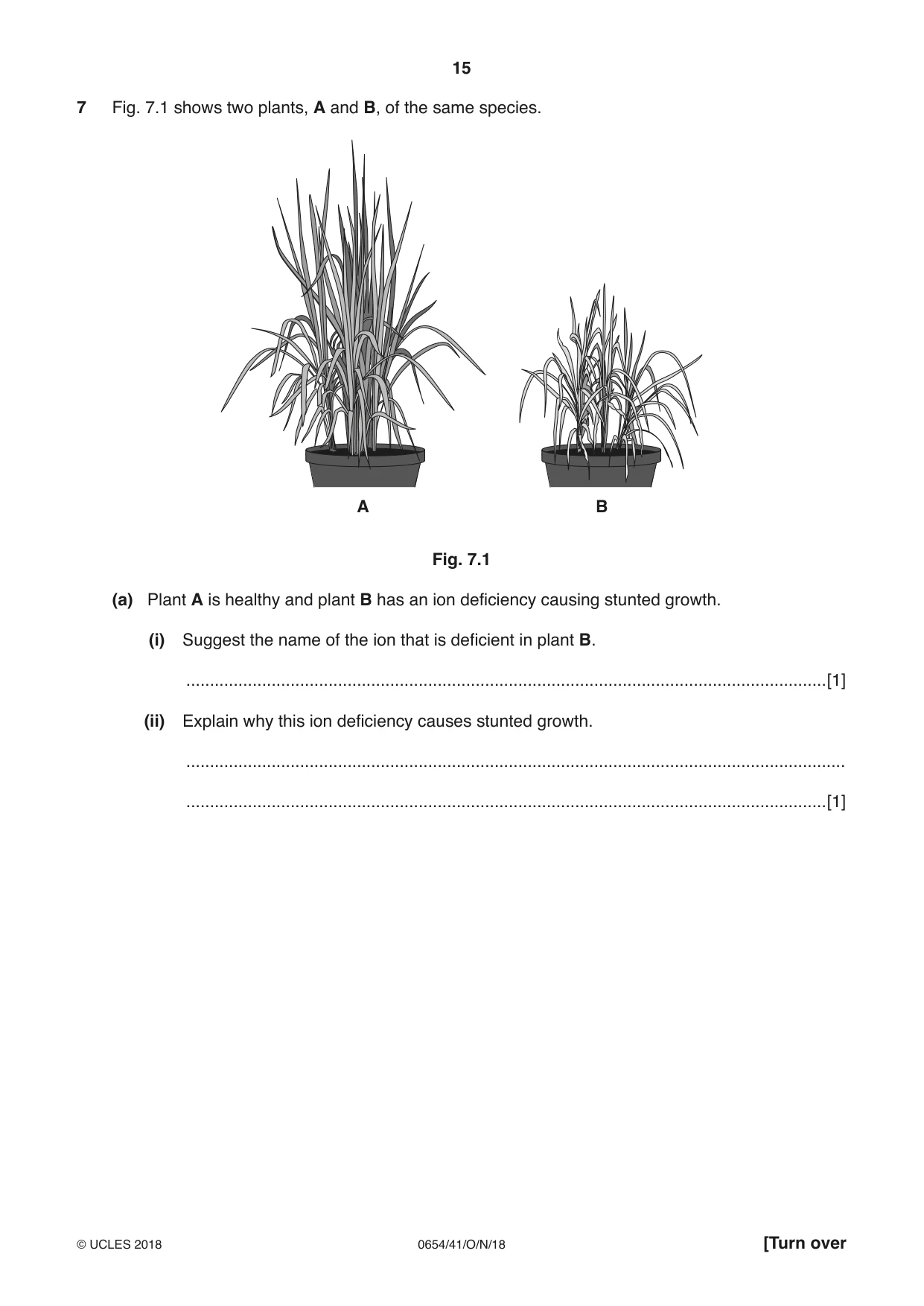 Cambridge IGCSE Sciences - Co-ordinated (Double) 0654 2018 Oct/Nov Paper 4 · Variant 1 question paper, page 15 of 28