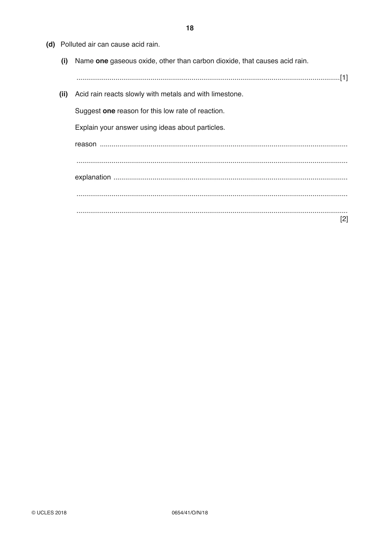 Cambridge IGCSE Sciences - Co-ordinated (Double) 0654 2018 Oct/Nov Paper 4 · Variant 1 question paper, page 18 of 28