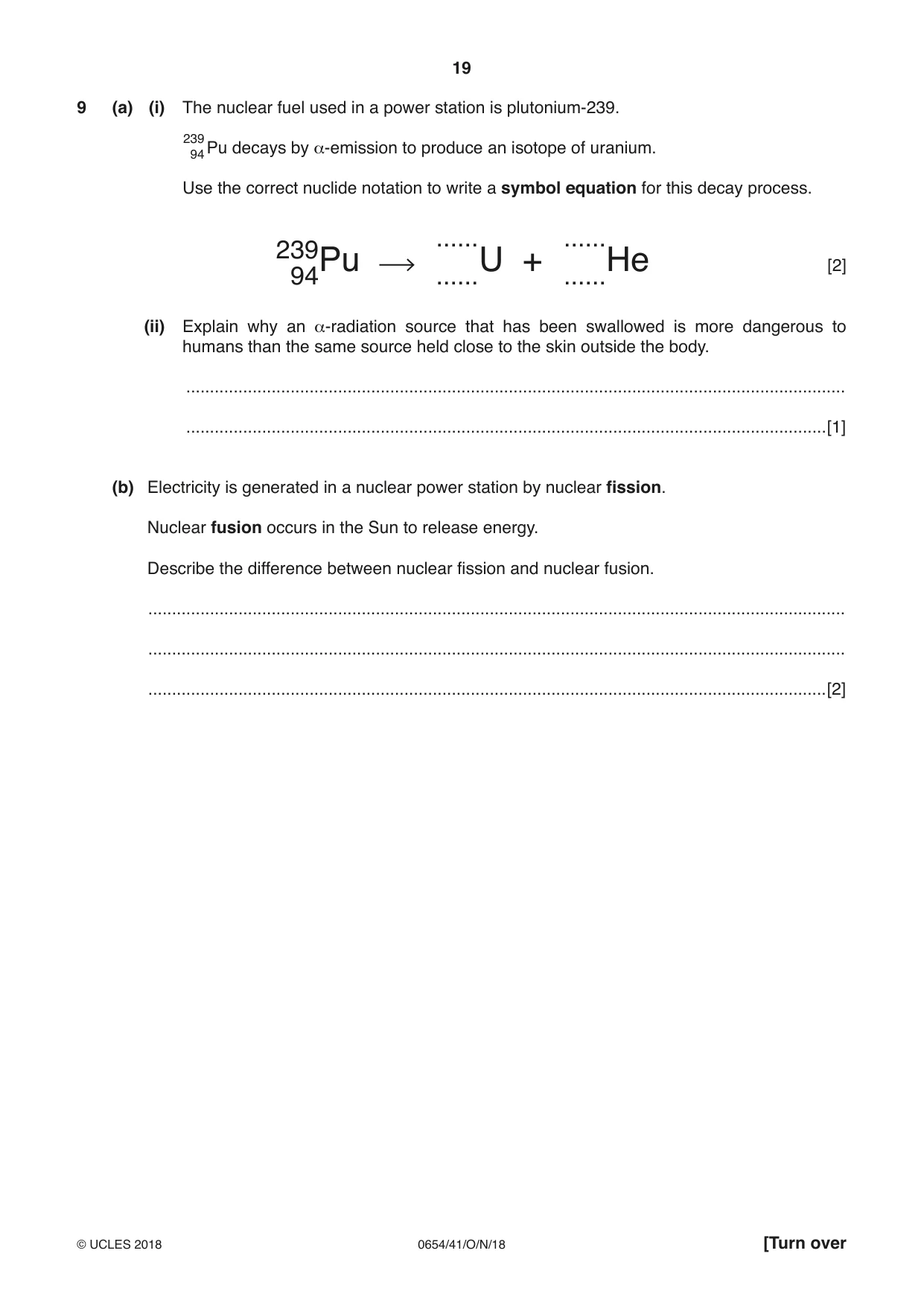 Cambridge IGCSE Sciences - Co-ordinated (Double) 0654 2018 Oct/Nov Paper 4 · Variant 1 question paper, page 19 of 28