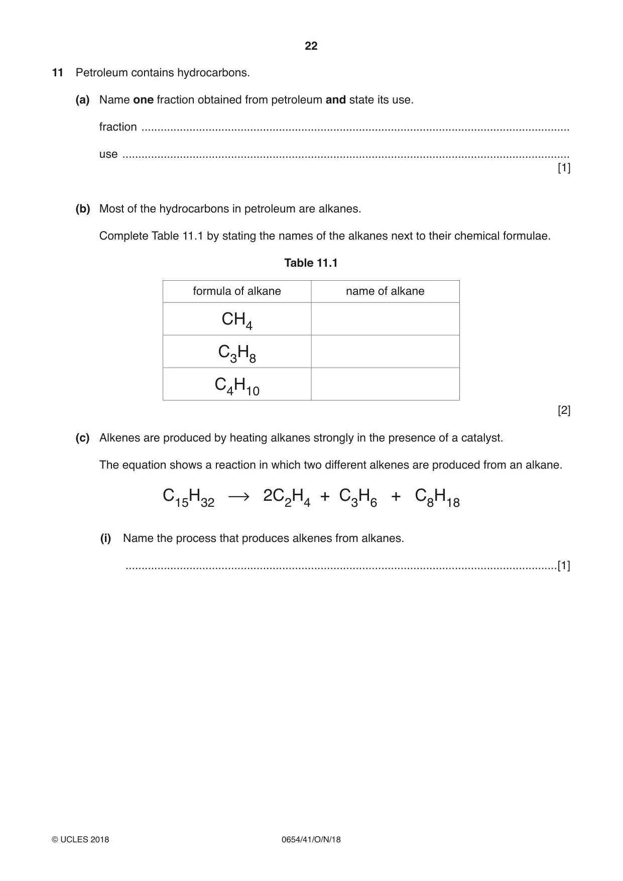 Cambridge IGCSE Sciences - Co-ordinated (Double) 0654 2018 Oct/Nov Paper 4 · Variant 1 question paper, page 22 of 28