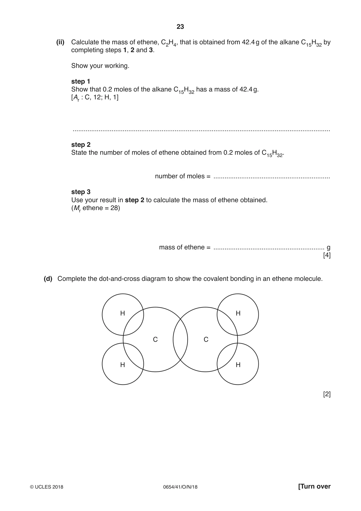 Cambridge IGCSE Sciences - Co-ordinated (Double) 0654 2018 Oct/Nov Paper 4 · Variant 1 question paper, page 23 of 28