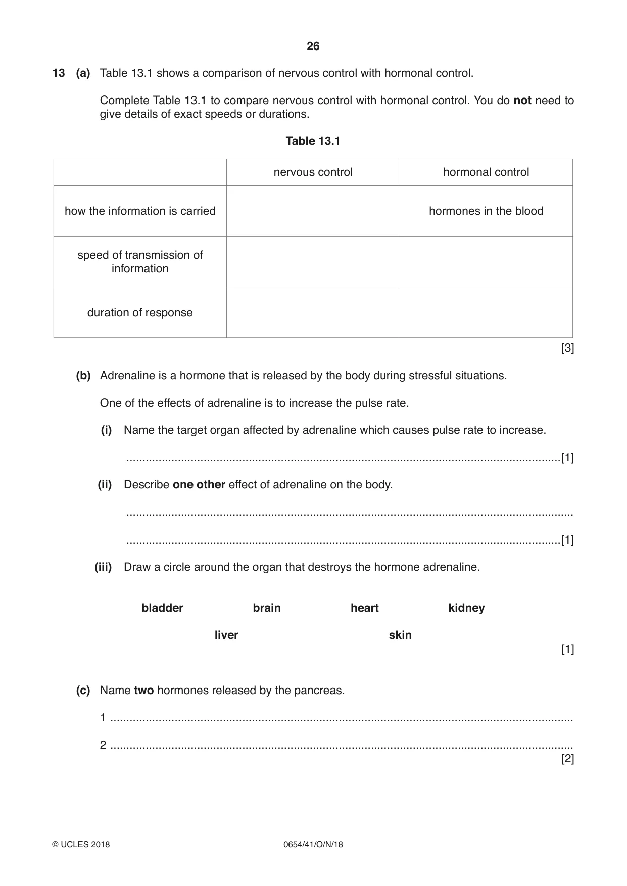 Cambridge IGCSE Sciences - Co-ordinated (Double) 0654 2018 Oct/Nov Paper 4 · Variant 1 question paper, page 26 of 28
