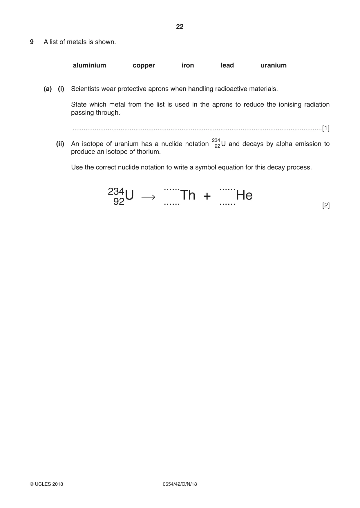 Cambridge IGCSE Sciences - Co-ordinated (Double) 0654 2018 Oct/Nov Paper 4 · Variant 2 question paper, page 22 of 36