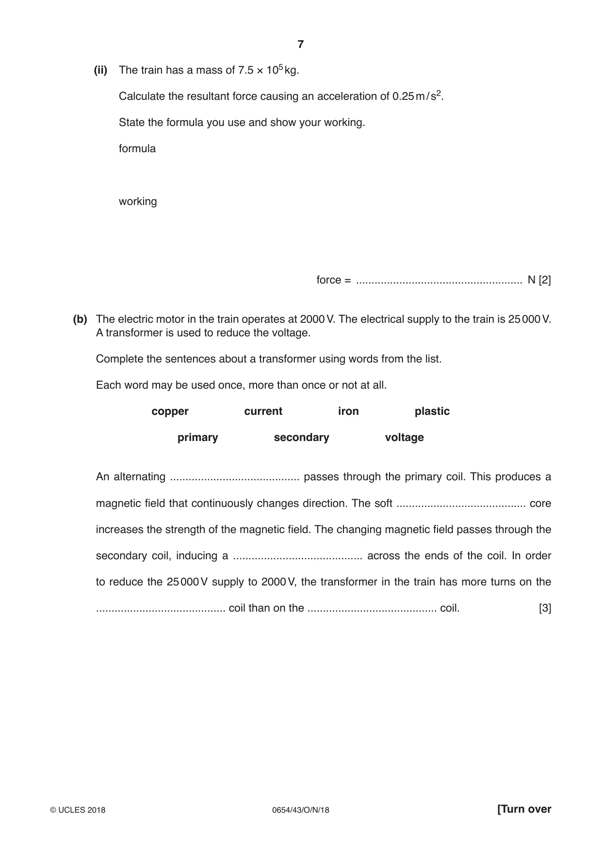 Cambridge IGCSE Sciences - Co-ordinated (Double) 0654 2018 Oct/Nov Paper 4 · Variant 3 question paper, page 7 of 32