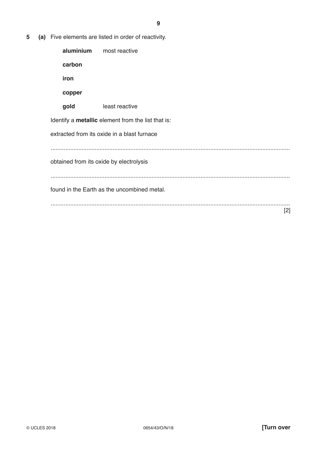 Cambridge IGCSE Sciences - Co-ordinated (Double) 0654 2018 Oct/Nov Paper 4 · Variant 3 question paper, page 9 of 32