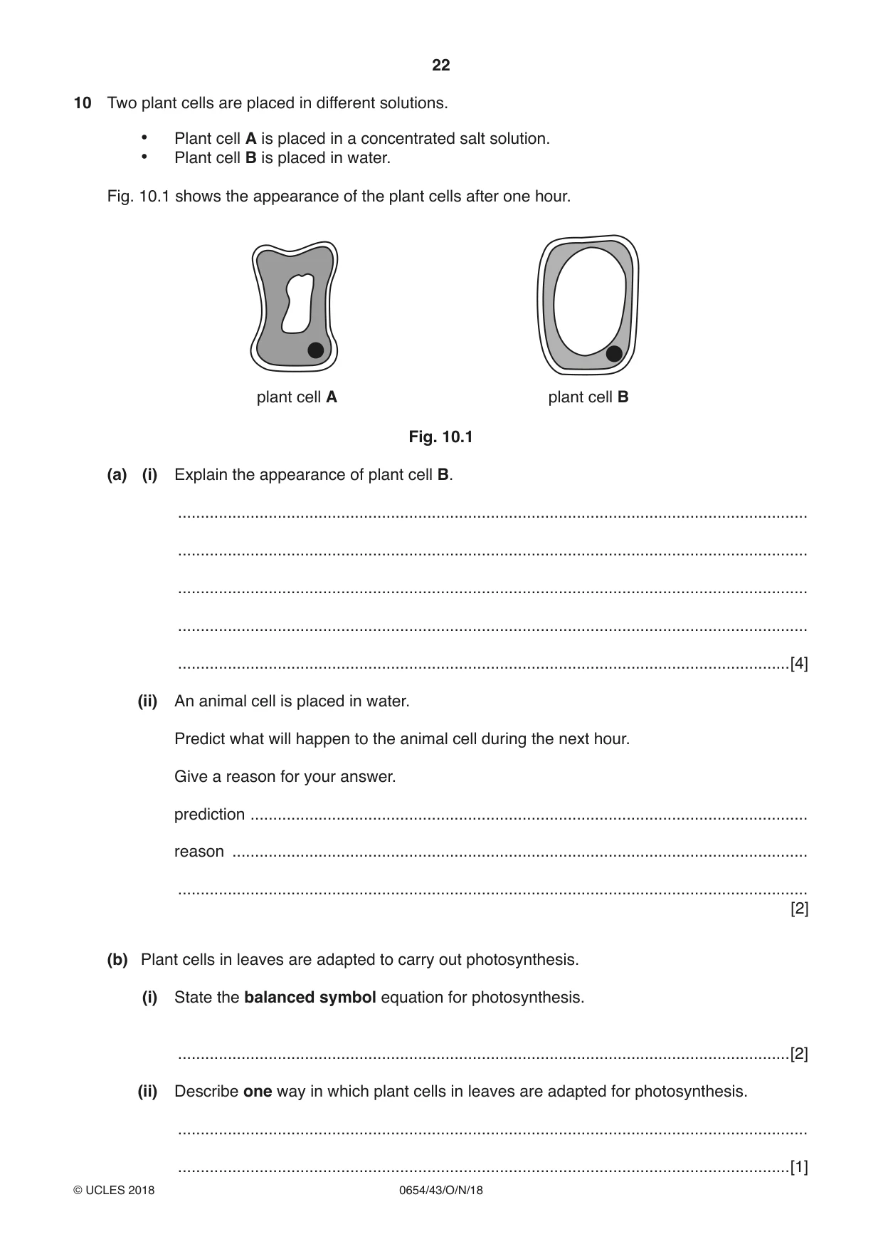Cambridge IGCSE Sciences - Co-ordinated (Double) 0654 2018 Oct/Nov Paper 4 · Variant 3 question paper, page 22 of 32