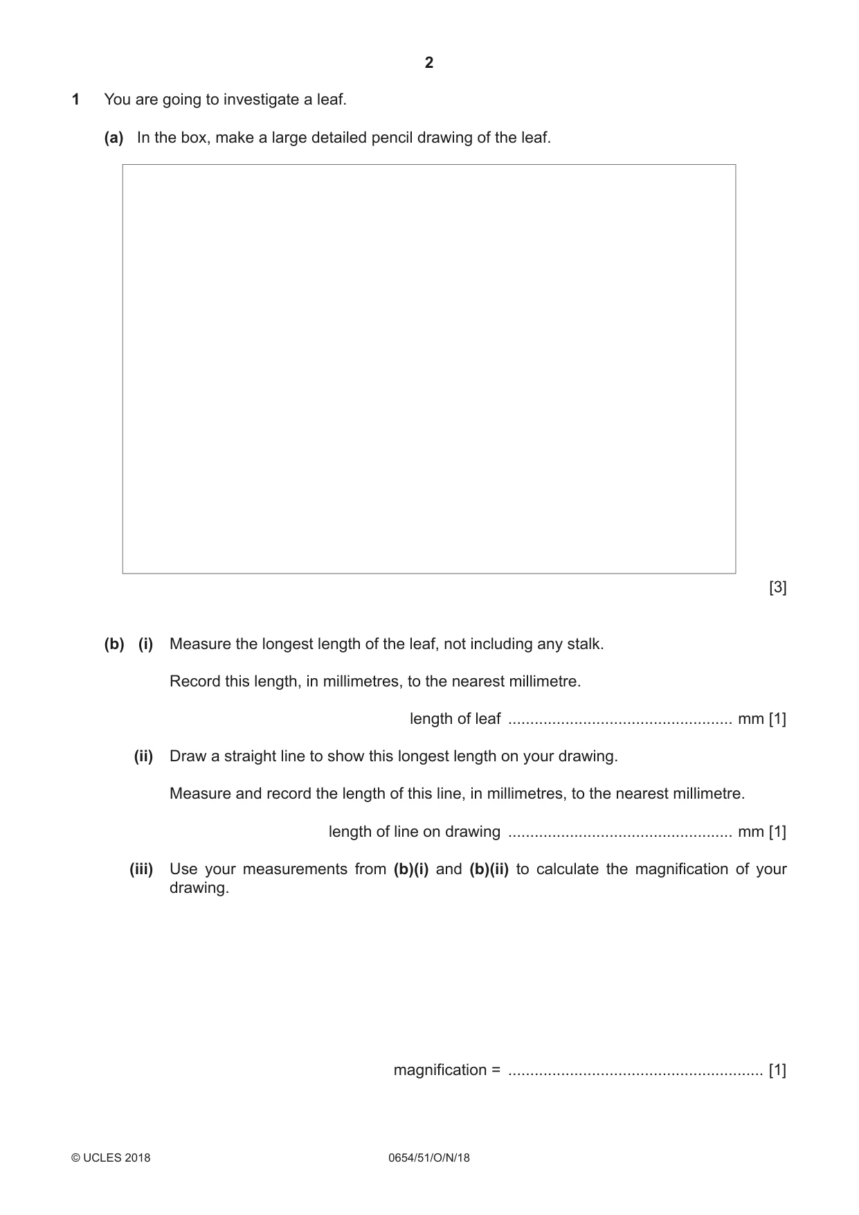 Cambridge IGCSE Sciences - Co-ordinated (Double) 0654 2018 Oct/Nov Paper 5 · Variant 1 question paper, page 2 of 12
