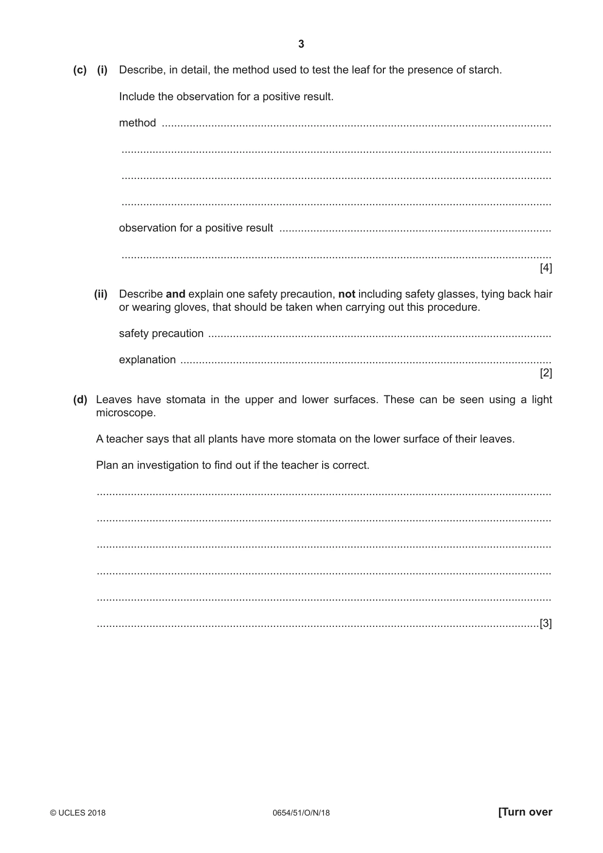 Cambridge IGCSE Sciences - Co-ordinated (Double) 0654 2018 Oct/Nov Paper 5 · Variant 1 question paper, page 3 of 12