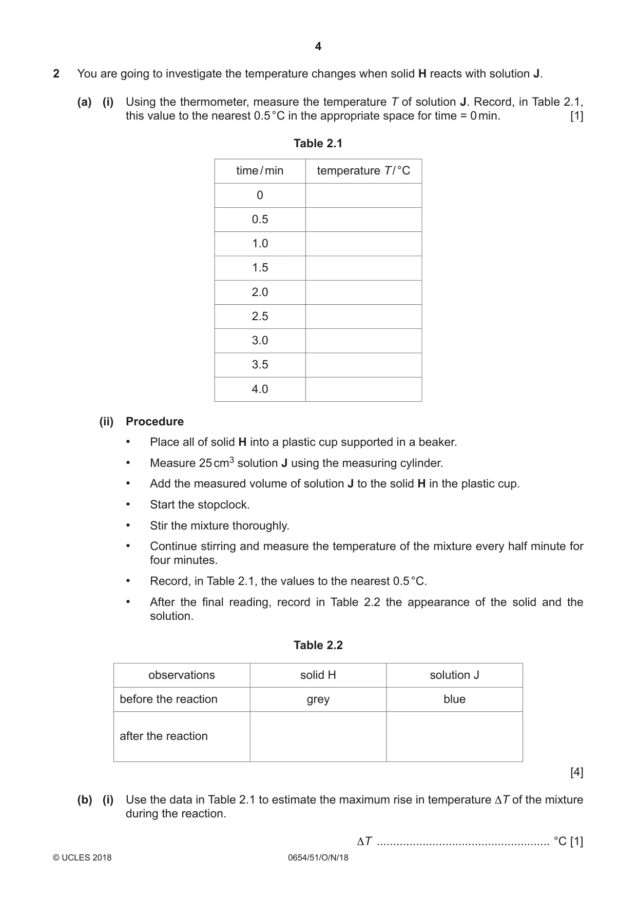 Cambridge IGCSE Sciences - Co-ordinated (Double) 0654 2018 Oct/Nov Paper 5 · Variant 1 question paper, page 4 of 12