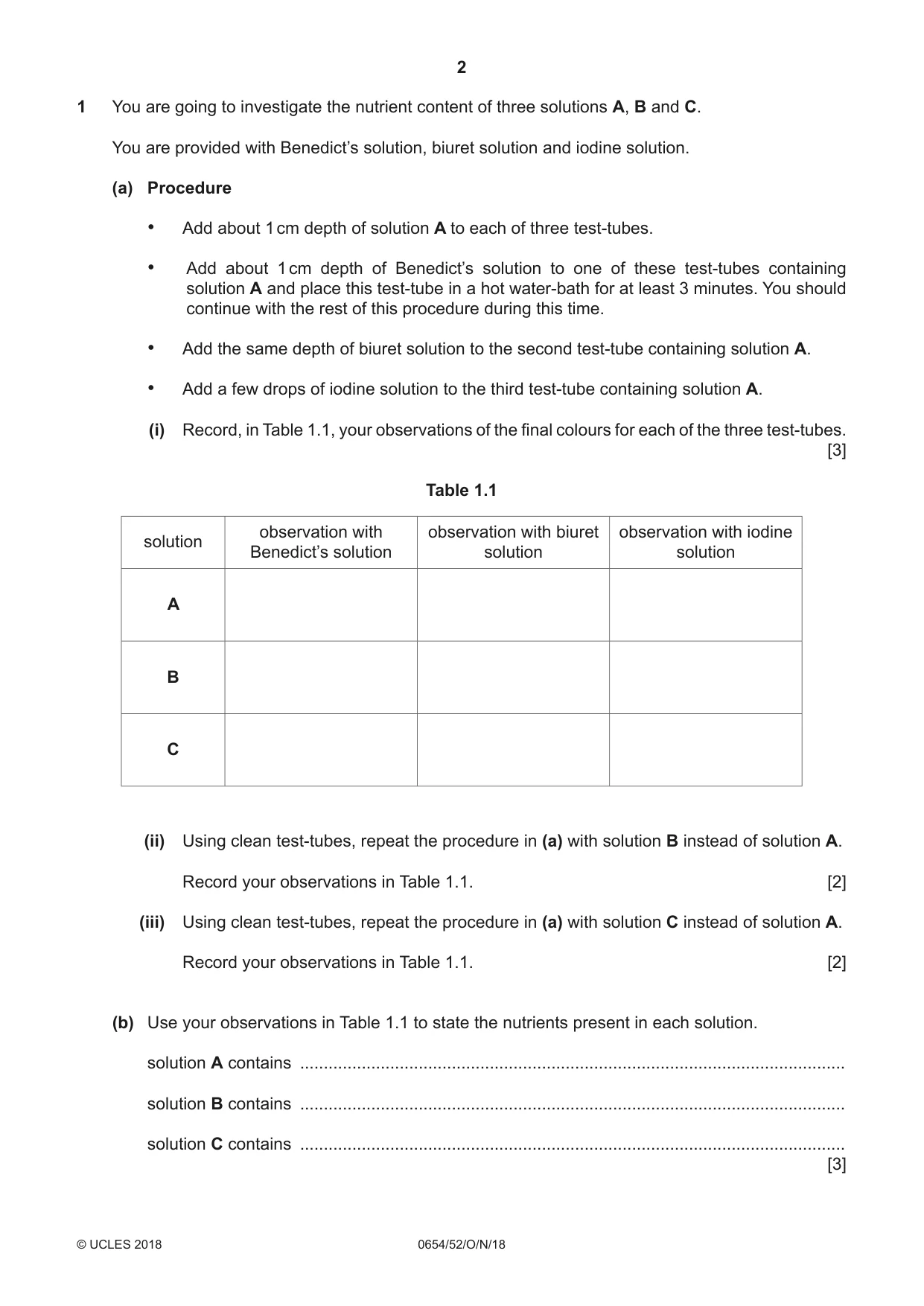 Cambridge IGCSE Sciences - Co-ordinated (Double) 0654 2018 Oct/Nov Paper 5 · Variant 2 question paper, page 2 of 12