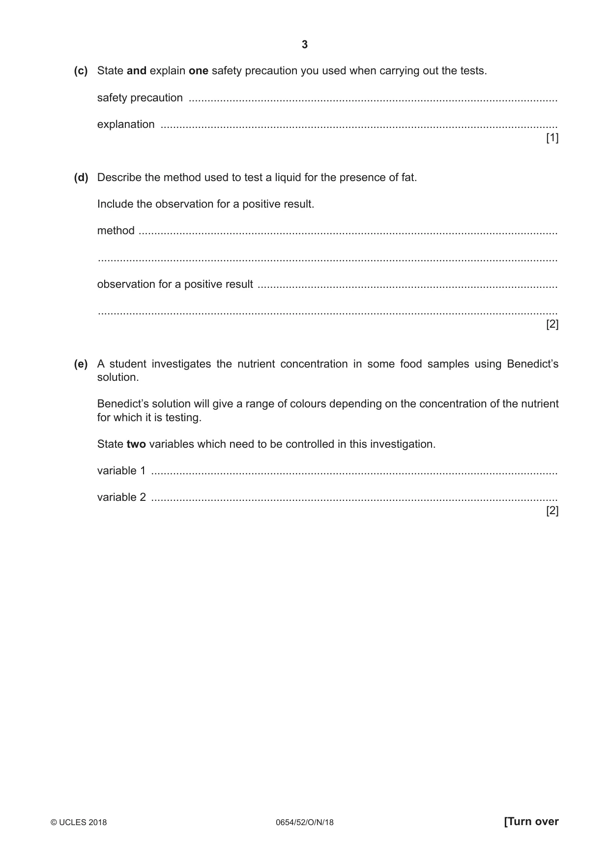 Cambridge IGCSE Sciences - Co-ordinated (Double) 0654 2018 Oct/Nov Paper 5 · Variant 2 question paper, page 3 of 12