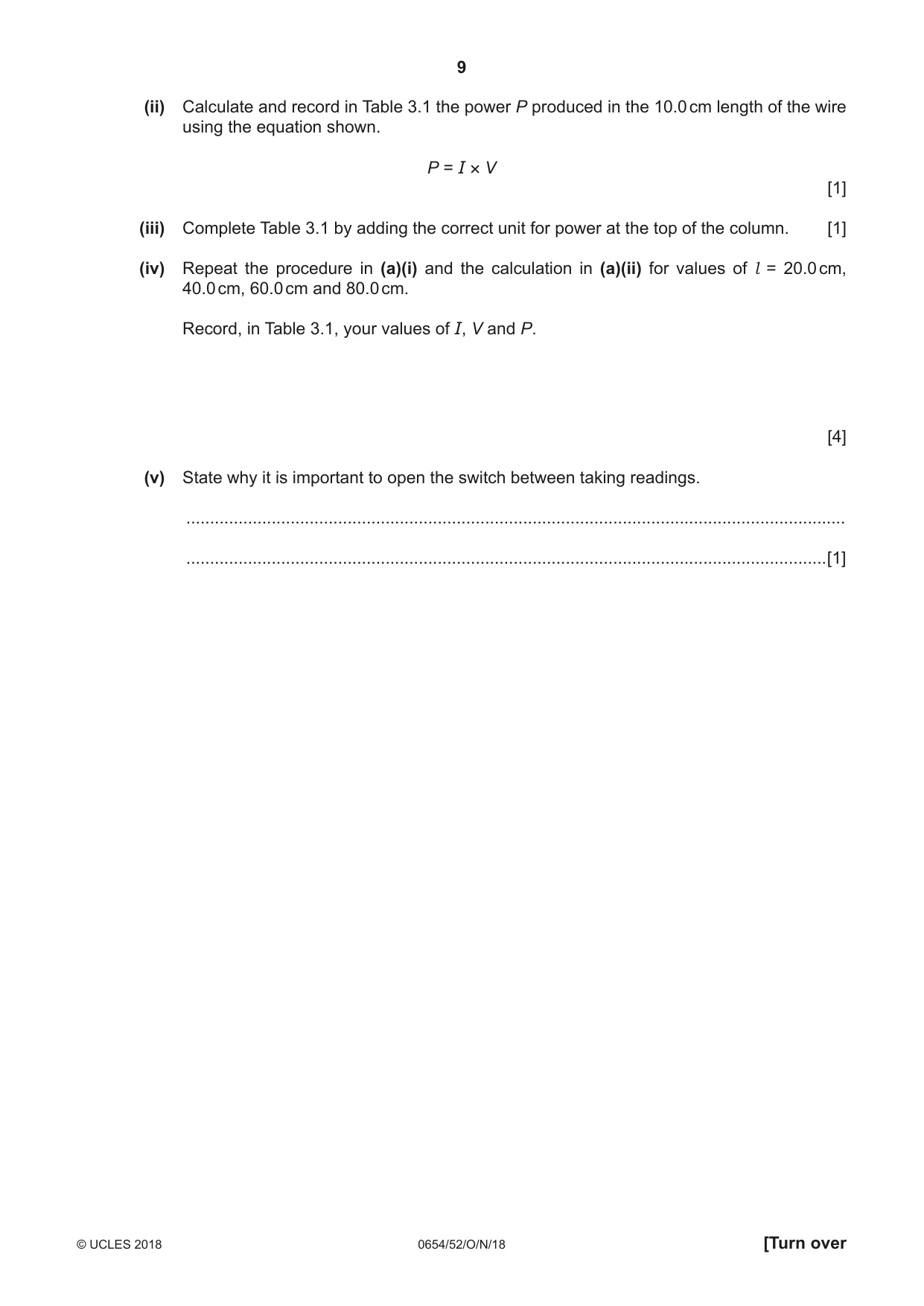 Cambridge IGCSE Sciences - Co-ordinated (Double) 0654 2018 Oct/Nov Paper 5 · Variant 2 question paper, page 9 of 12