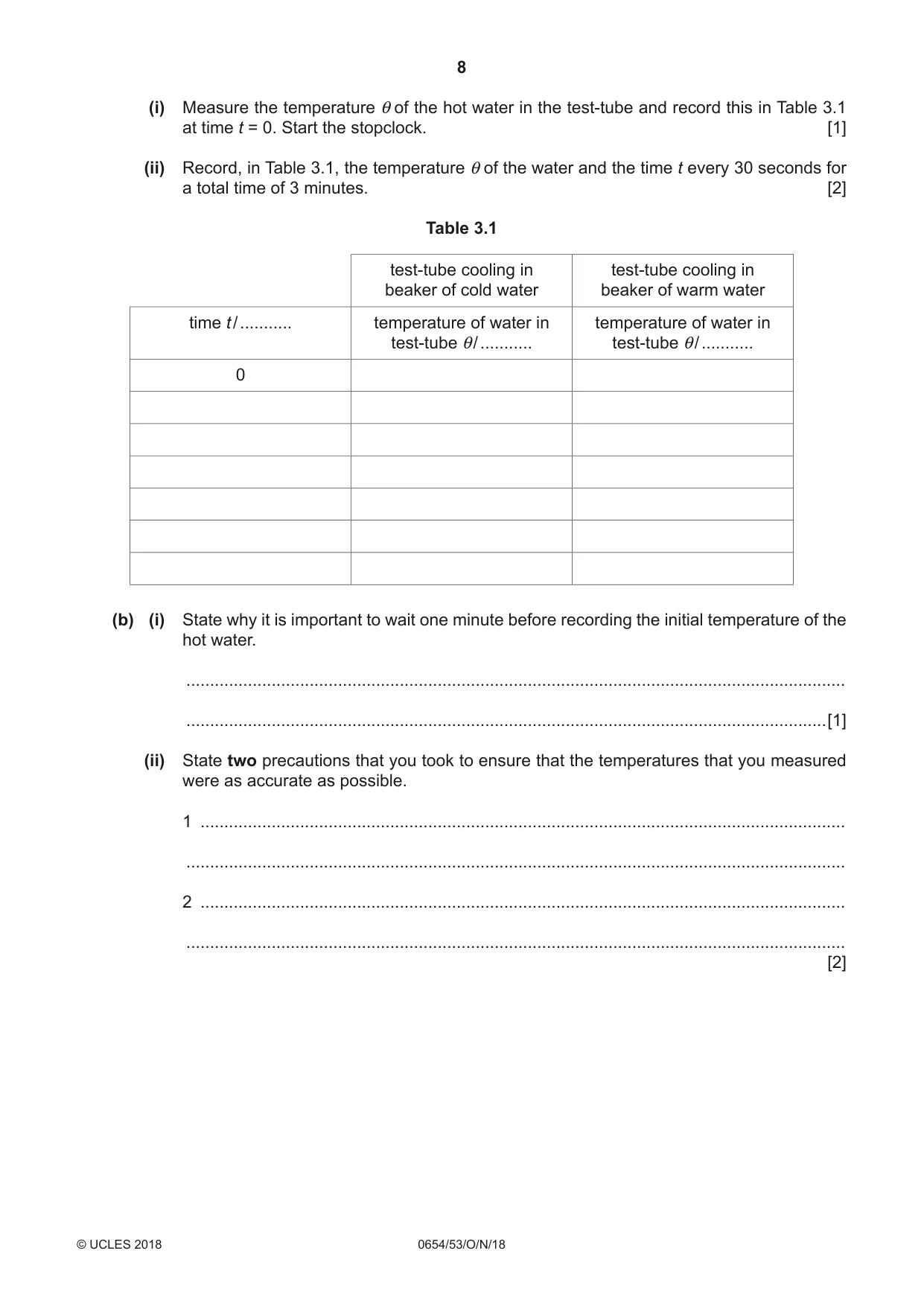 Cambridge IGCSE Sciences - Co-ordinated (Double) 0654 2018 Oct/Nov Paper 5 · Variant 3 question paper, page 8 of 12