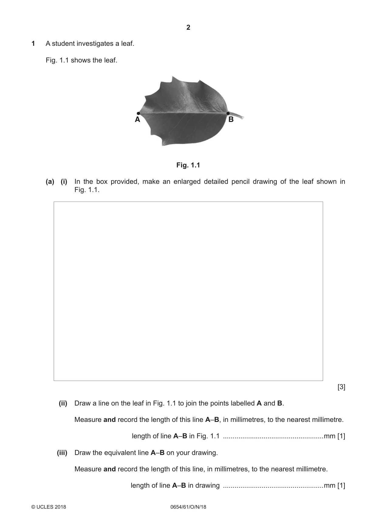 Cambridge IGCSE Sciences - Co-ordinated (Double) 0654 2018 Oct/Nov Paper 6 · Variant 1 question paper, page 2 of 20